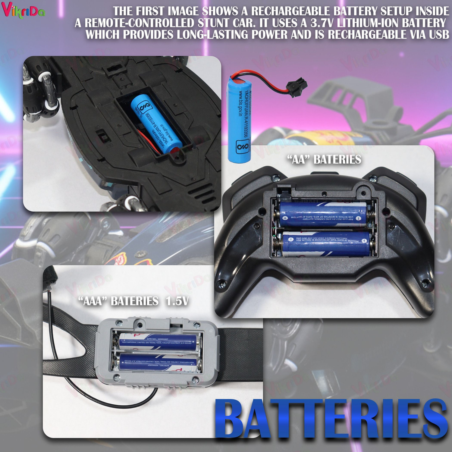 Image of VikriDa RC 4x4 Formula Drift Smoke Car Gesture Control Stunt Racing Car 1:14 Scale