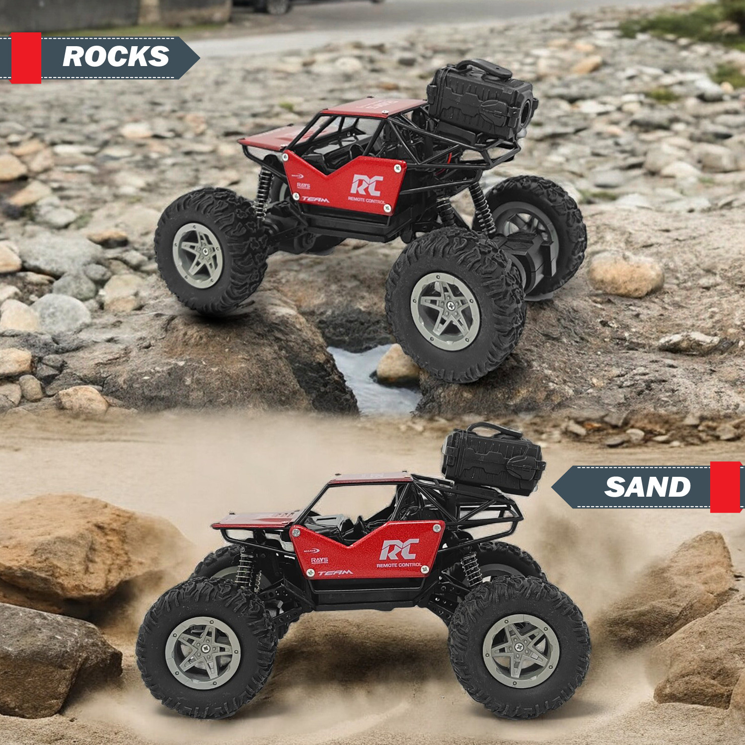 Image of FANSEEKART Monster Truck Rock Crawler metal body with smoke effect toy for kids 04