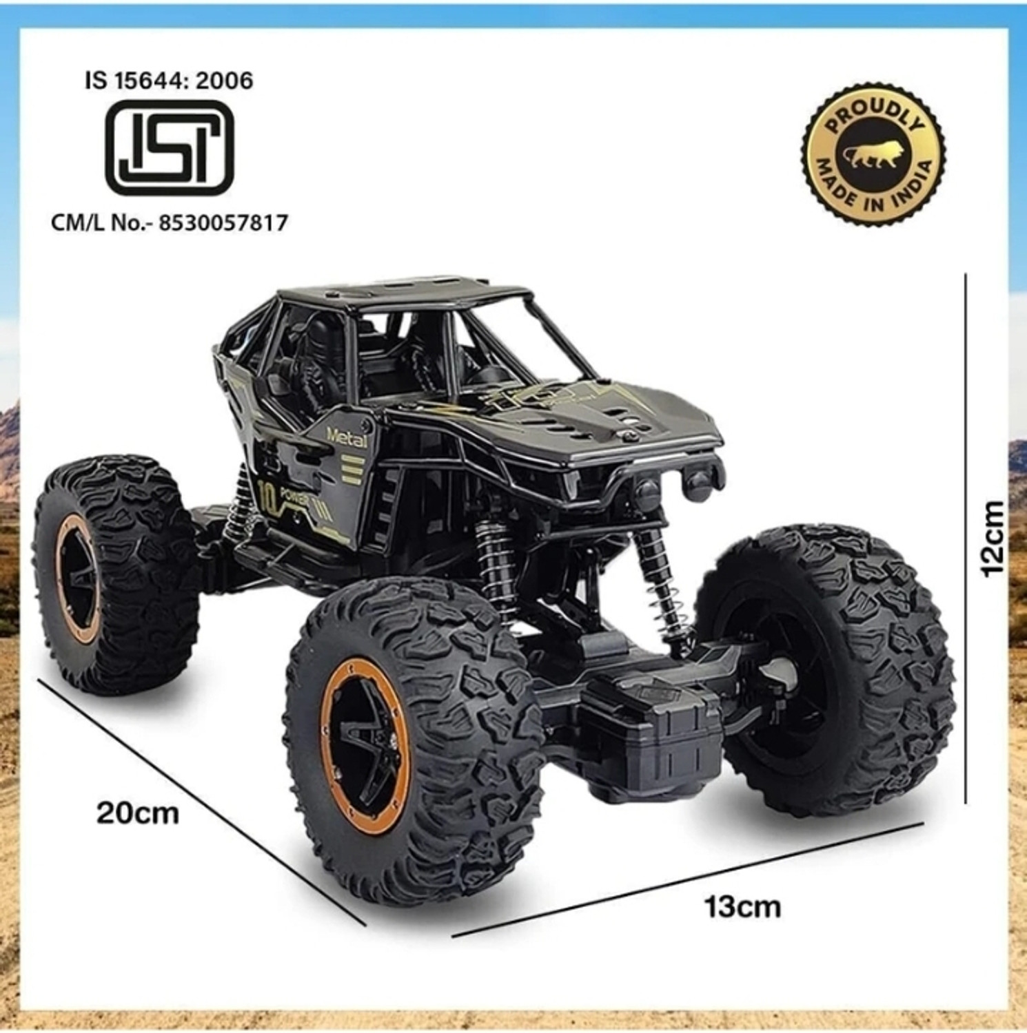 Image of APJ enterprise Remote Control Car - RC Monster Truck with Durable Tires, Shock Absorbing Toy