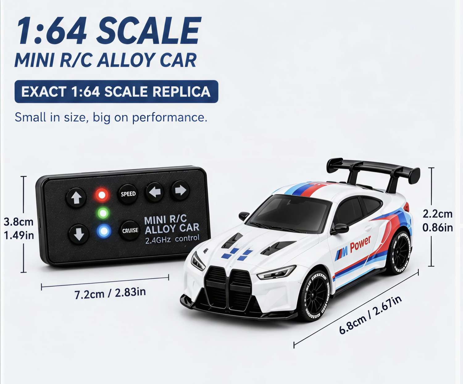ZHASK Trending 1:64 Scale R/C Alloy M Power Competition Car [color as per our stock]