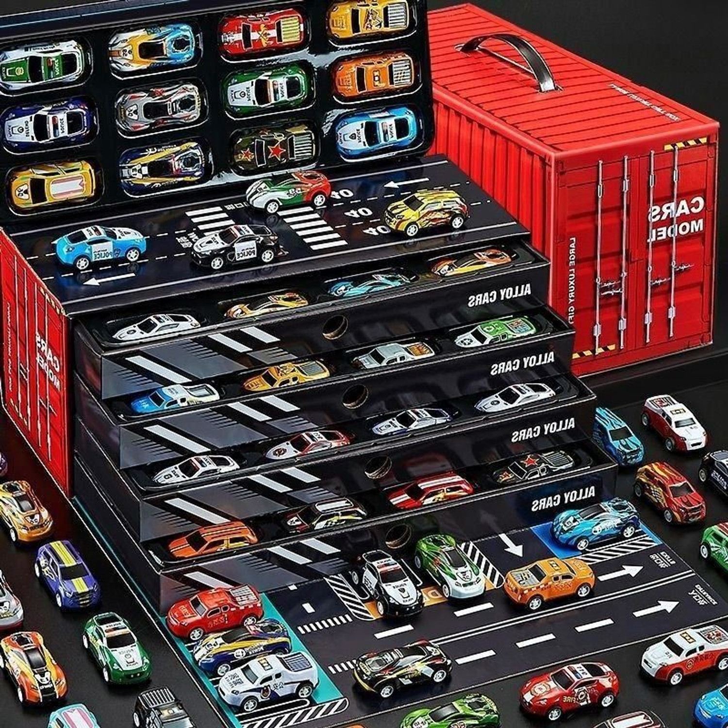 Image of Wengonvila 48 PCS Kids Racing Car Toy Set | Alloy Mini Cars with Storage Container
