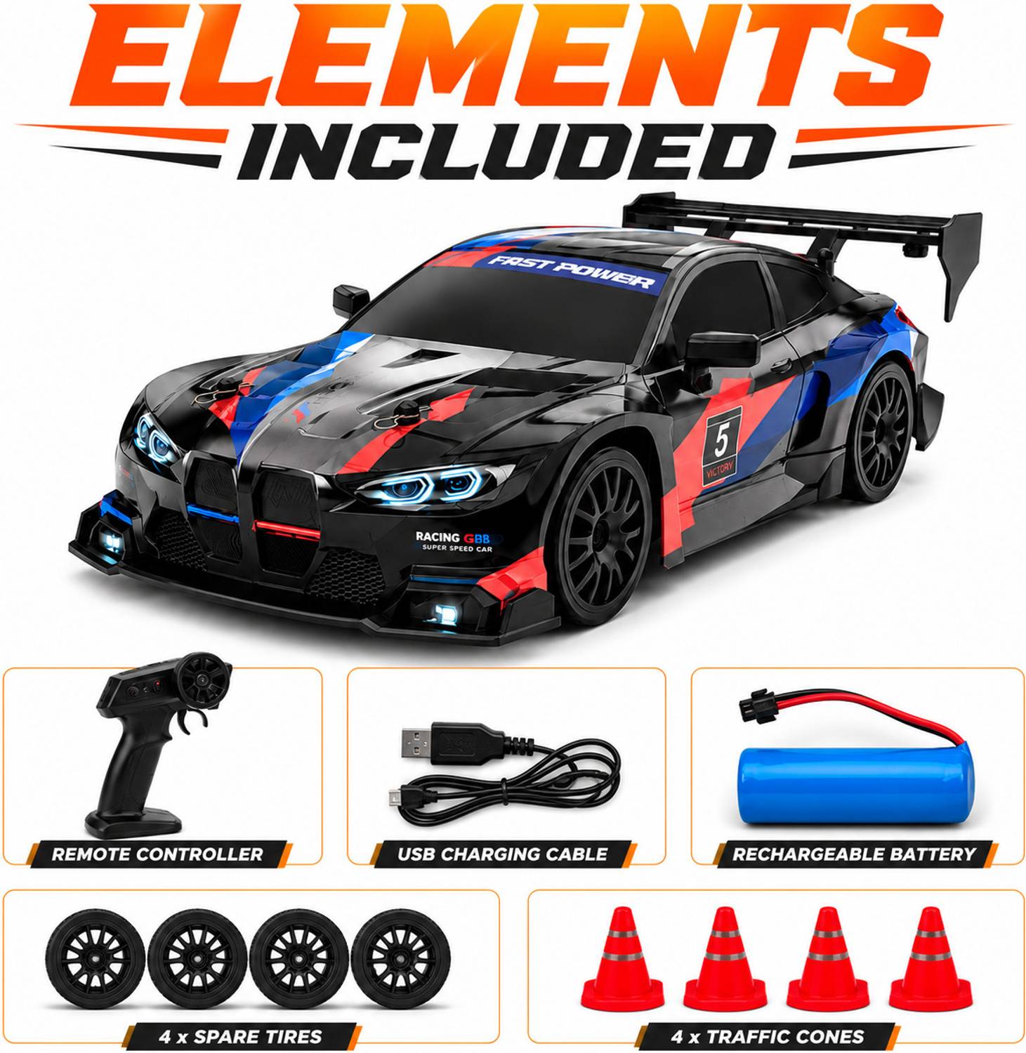 MEMOBEES 1:24 Scale High Speed RC Drift Racing Car - Image 3