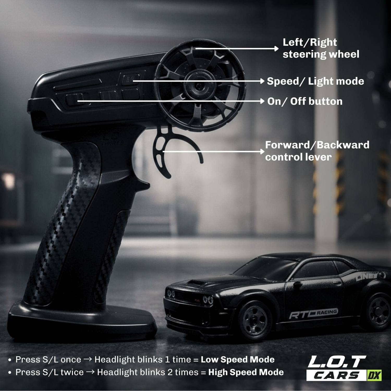 L.O.T CARS Nitro Mini RC Drift Car, 1:64 Scale, 2 Speed Modes, Multi - Image 4