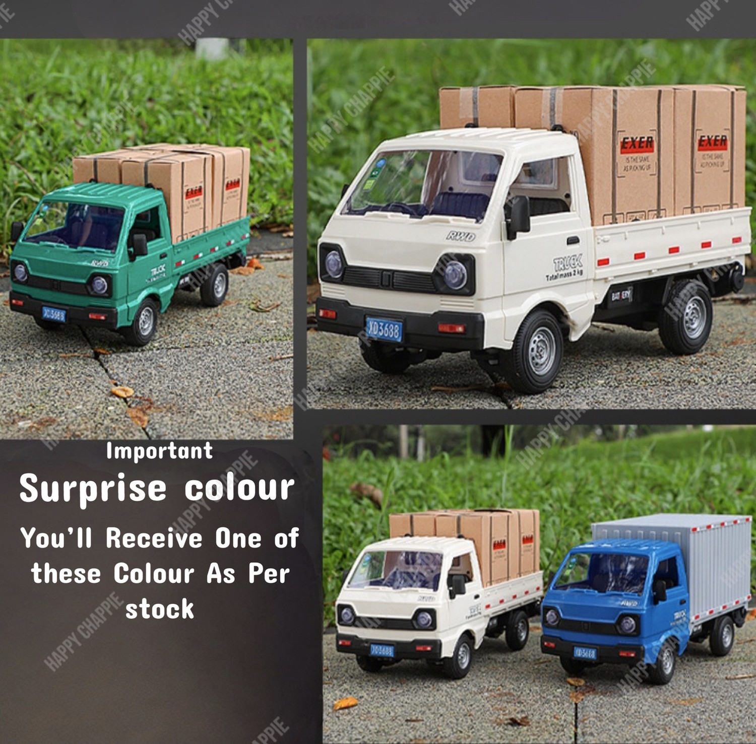 Image of HAPPY CHAPPIE RC Transport Pickup Truck with LED Lights & Spray Function