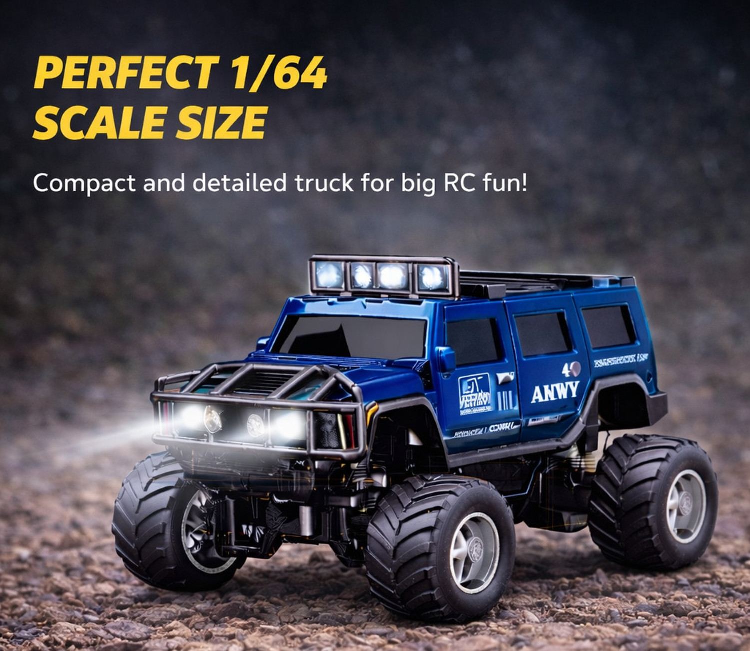 Image of GKNEX 1:64 Scale RC Hummer Style Truck Toy Big Wheel Remote Control car Kids
