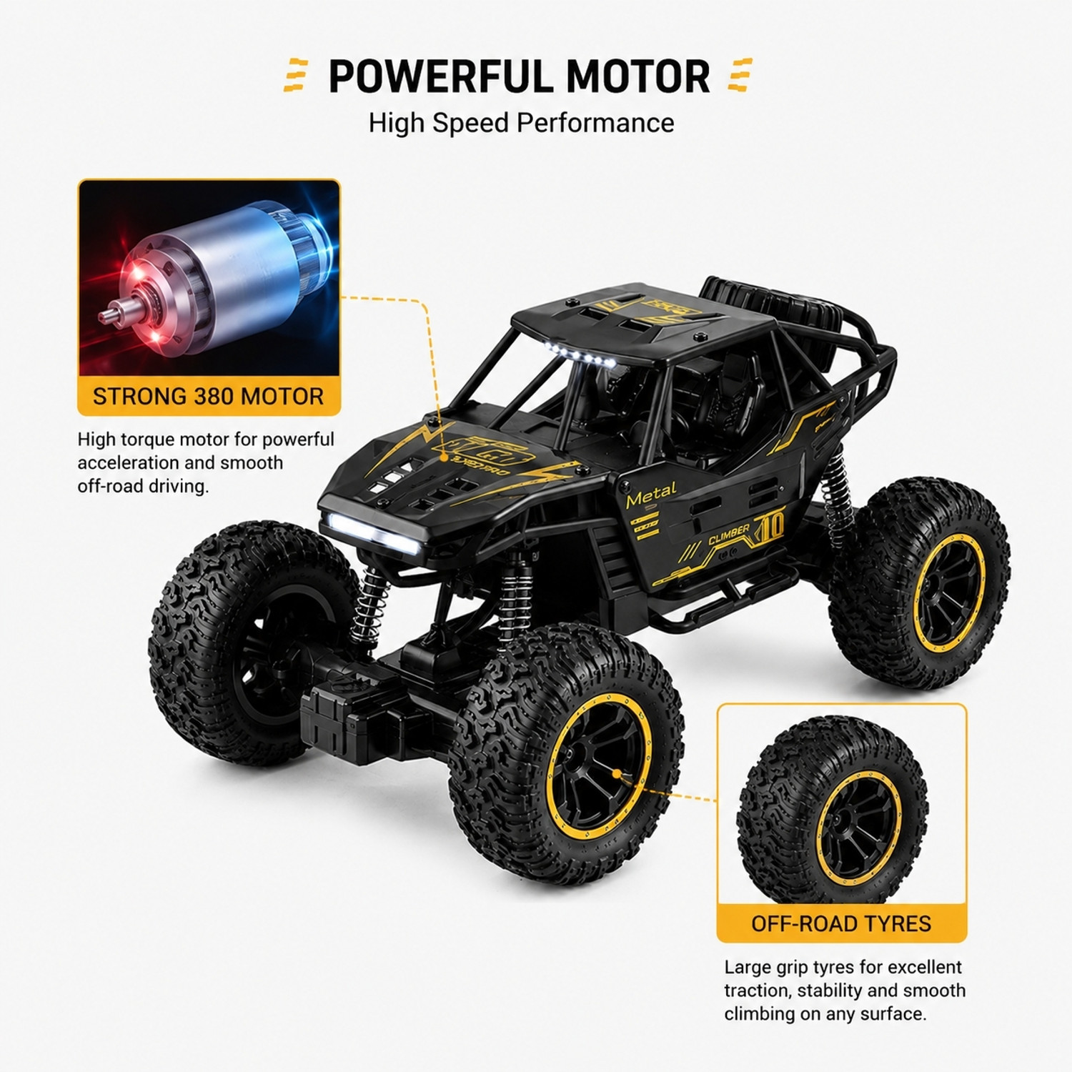 Image of APJ enterprise Remote Control Rock Crawler Mountain Climber Car Toy for Kids Rechargeable (Black)