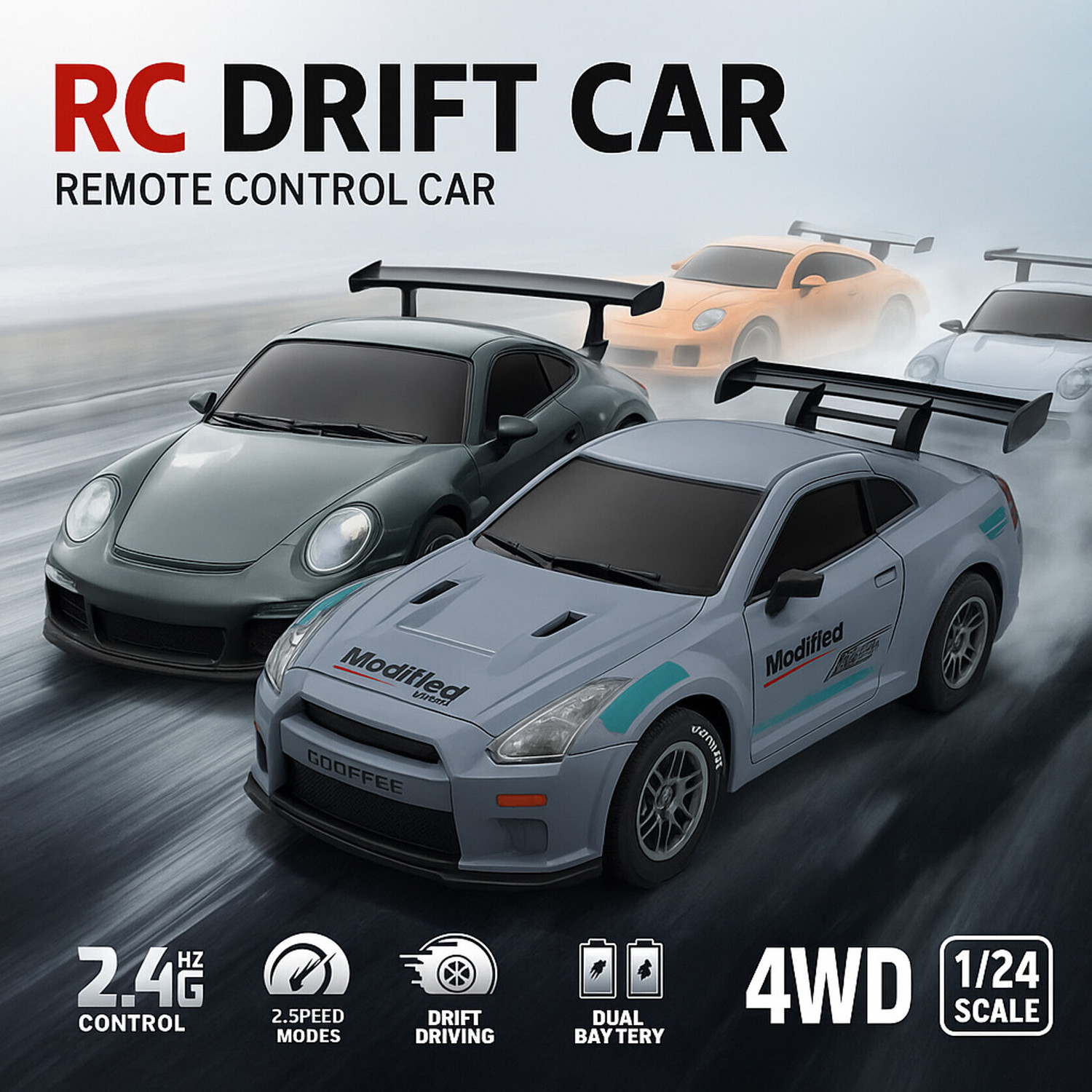 Image of Flytek Drift rc car 4x4 rc drift car 2.4 ghz remote control car 4x4 toy for kids (Multicolor)