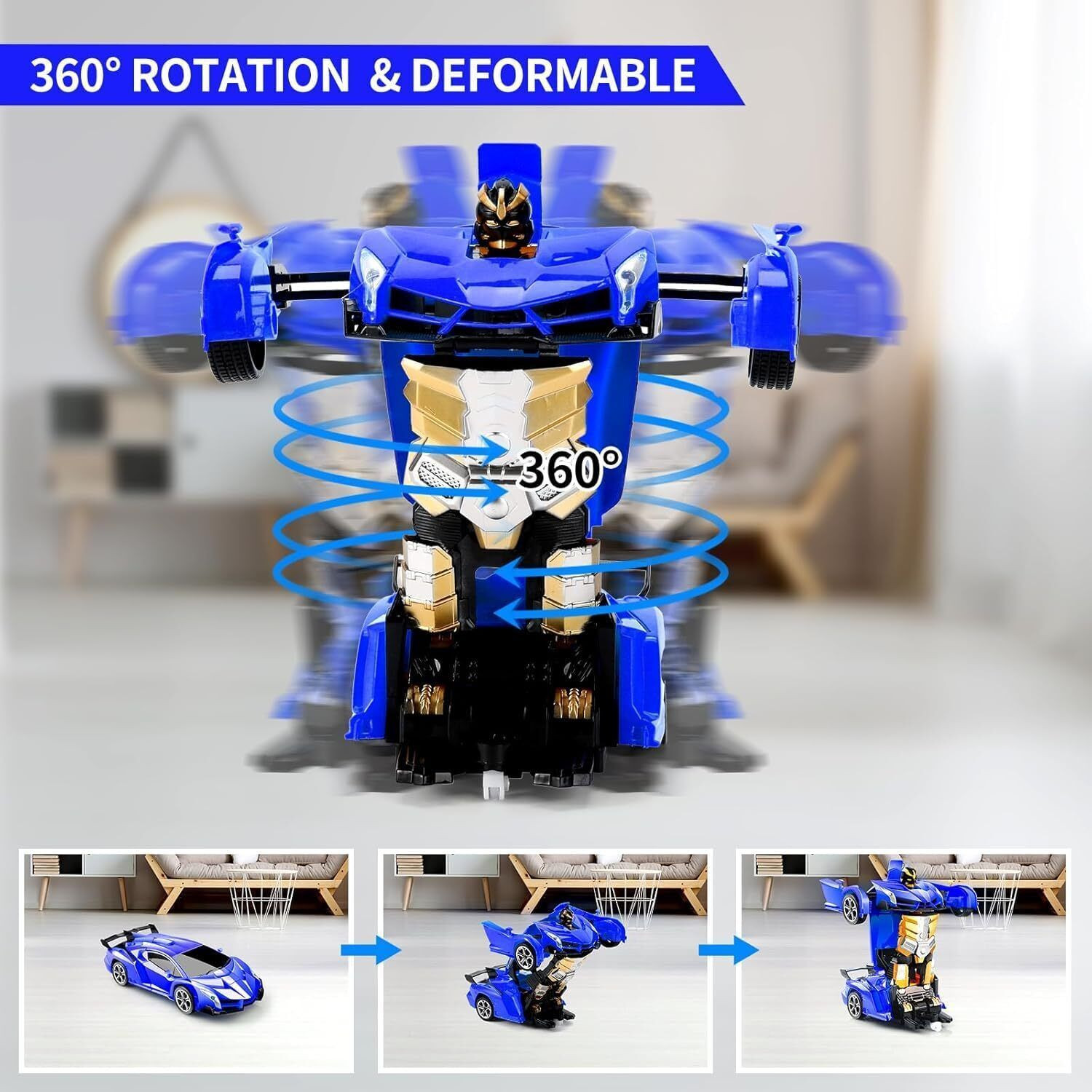 Image of Harinder Transform RC Robot Car 2-in-1 One Key Deformation 360 Stunt Remote Toy
