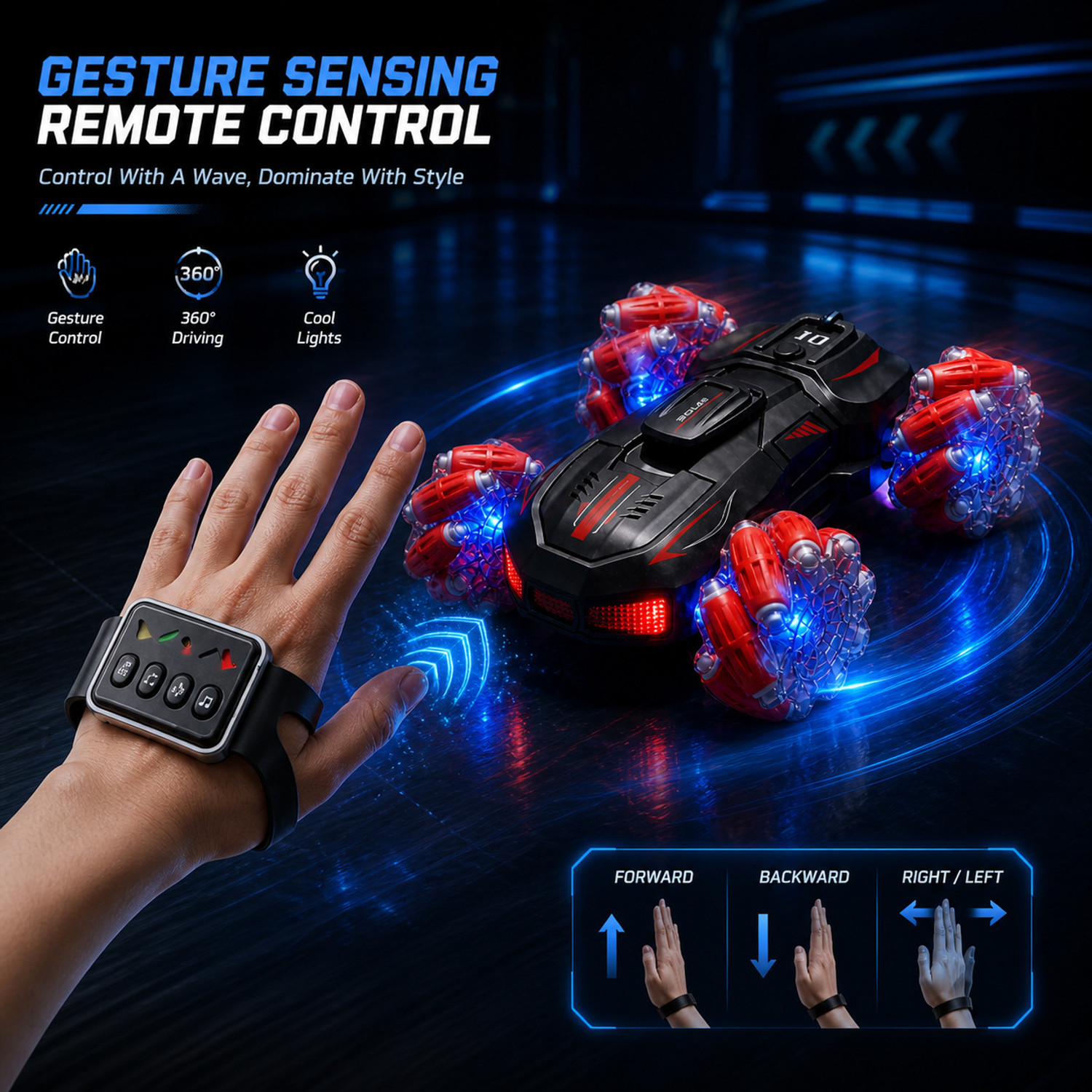 Image of ZUNBELLA 4WD RC Stunt Car 360 Degree Rotating Dual Sided Climbing With Smoke Effect