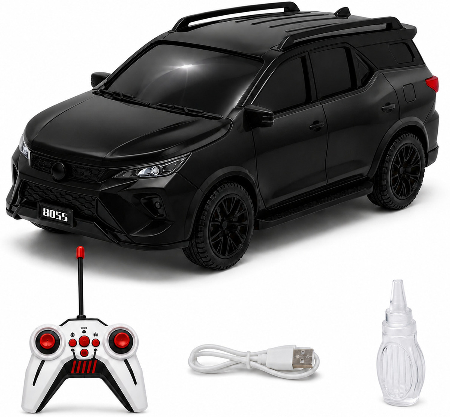 Image of The Flyer's Bay Remote Control Toy SUV Car with Rechargeable Battery, Smoke Spray & LED Lights