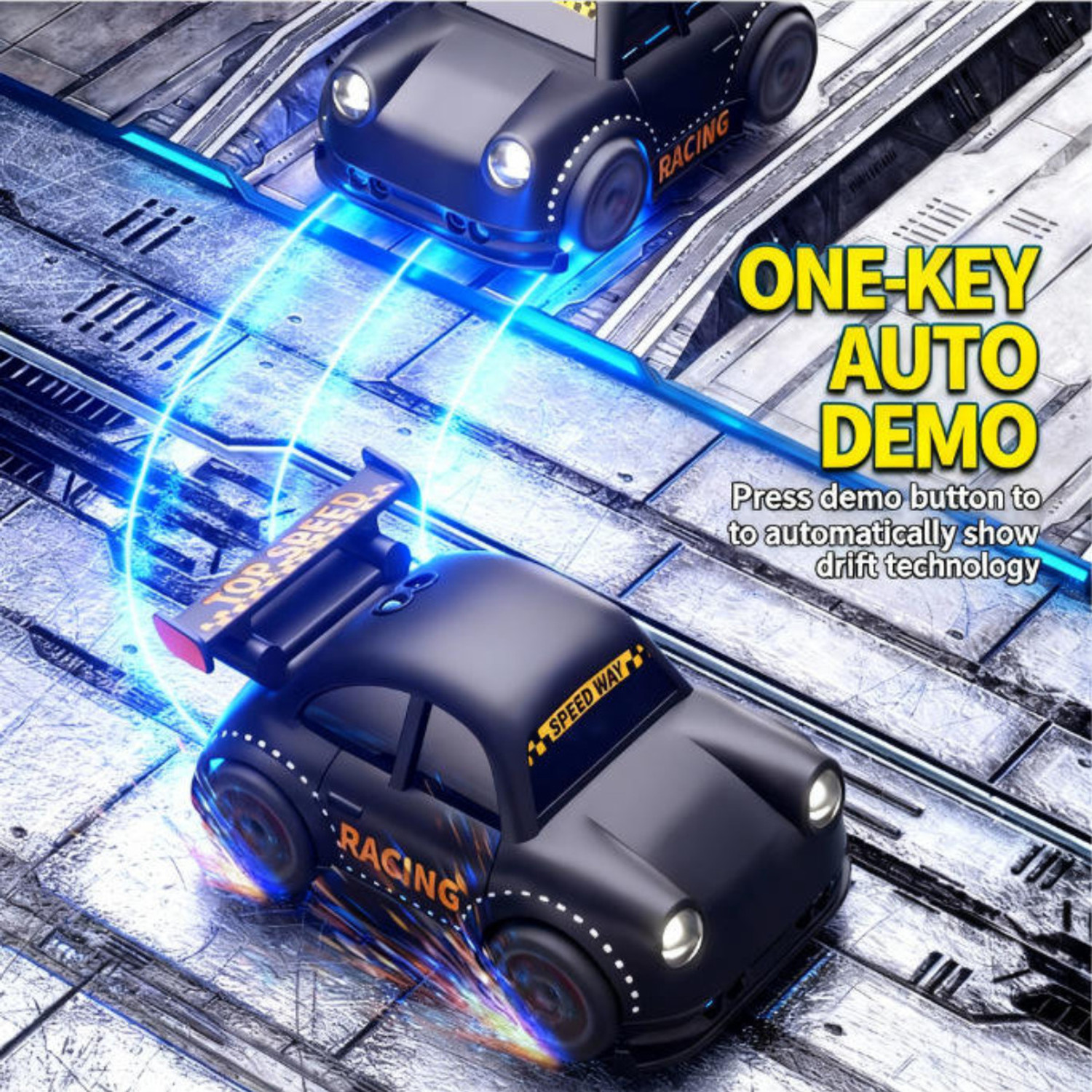 Image of yuvika Remote Control Drift Smart Sensor Drift Car with Led Lights & Music for kids