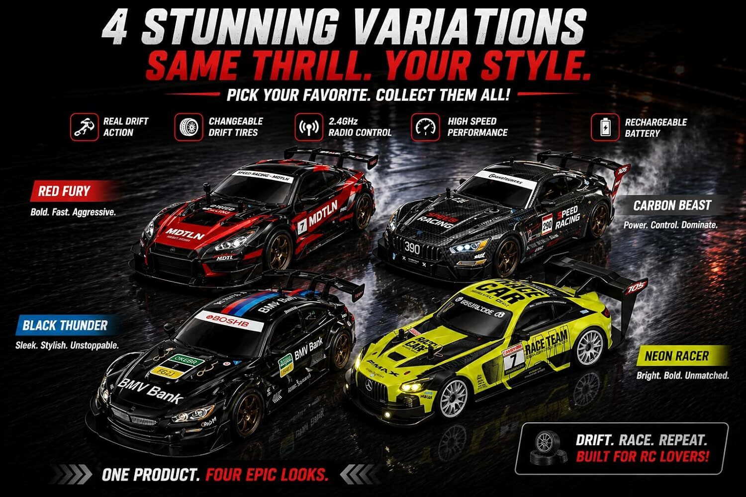 Image of ASTOY Drift Car for adults 4X4 High speed Remote control drift car with tyres