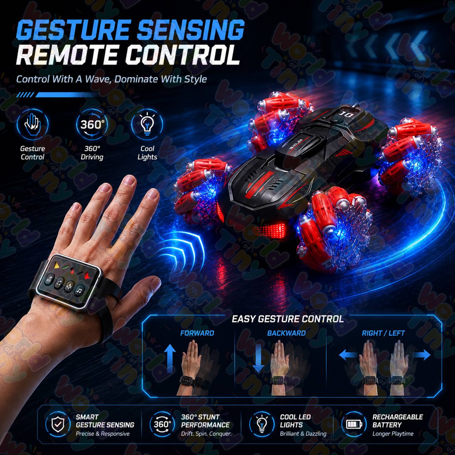 WORLD OF TINY Gesture Sensor RC Car 4WD - Image 2