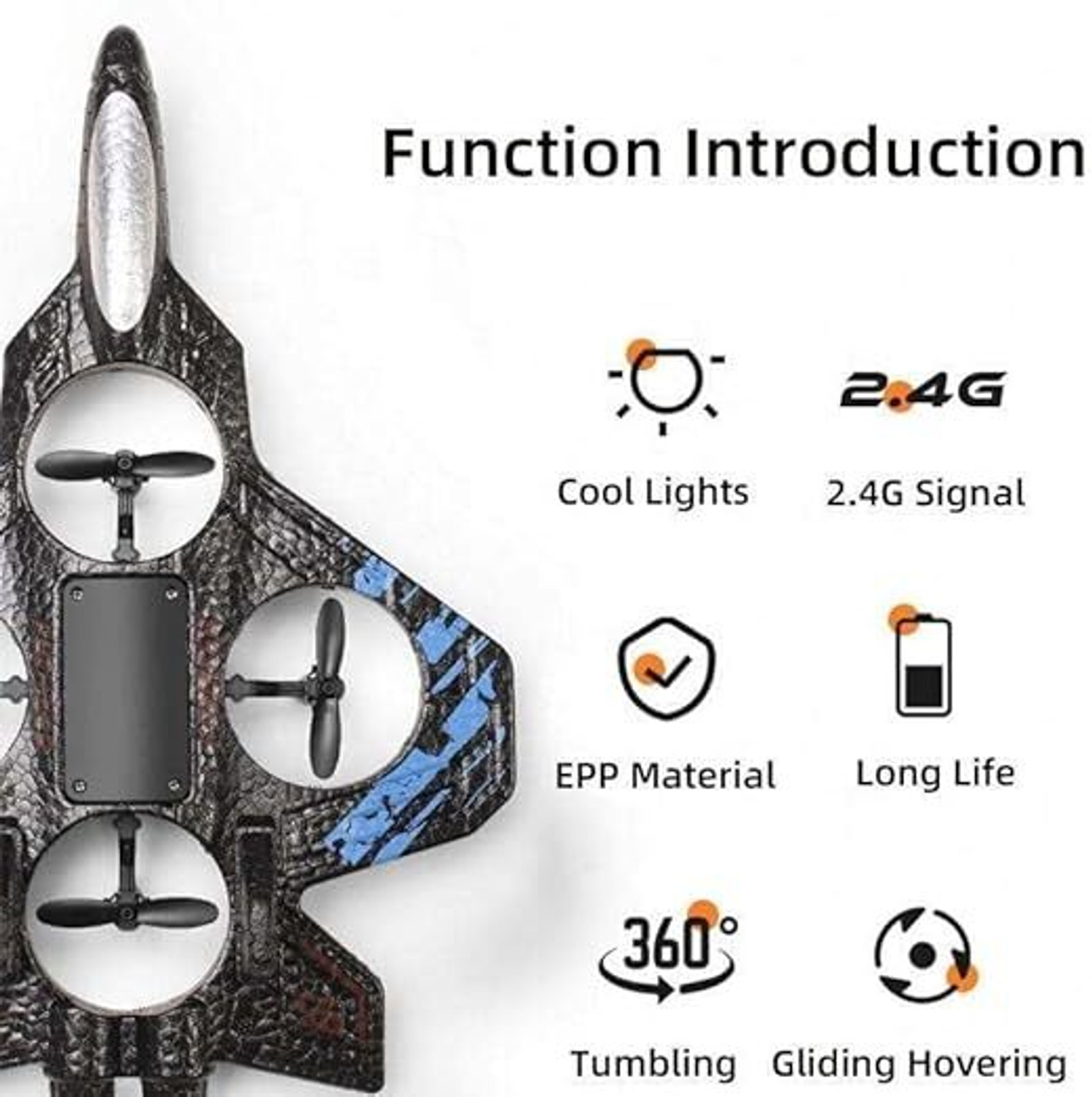 Image of se hub LED RC Fighter Plane 2.4GHz Easy Fly Jet with 360 Stunt Roll