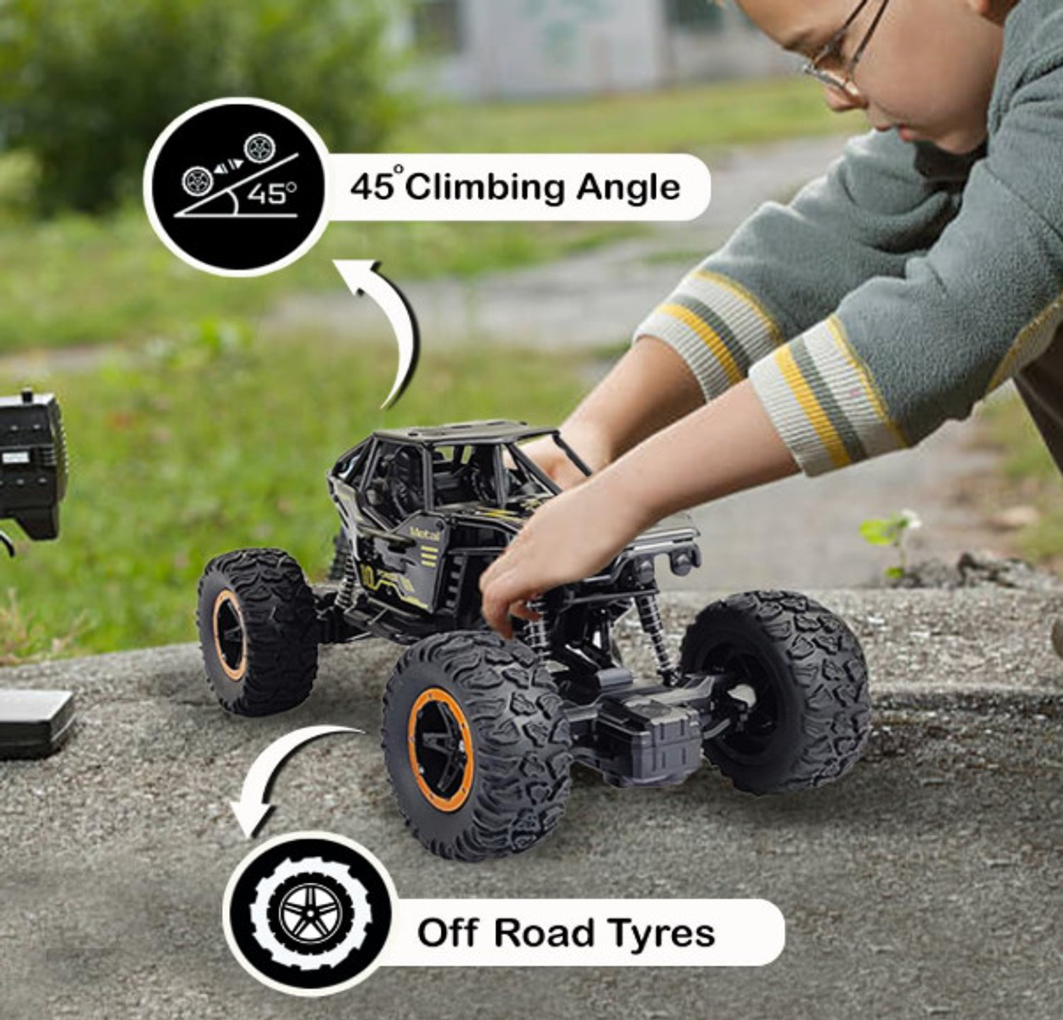 Image of APJ enterprise Rechargeable Remote Control Monster Truck RC Car Off Road Rock Crawler for Kids