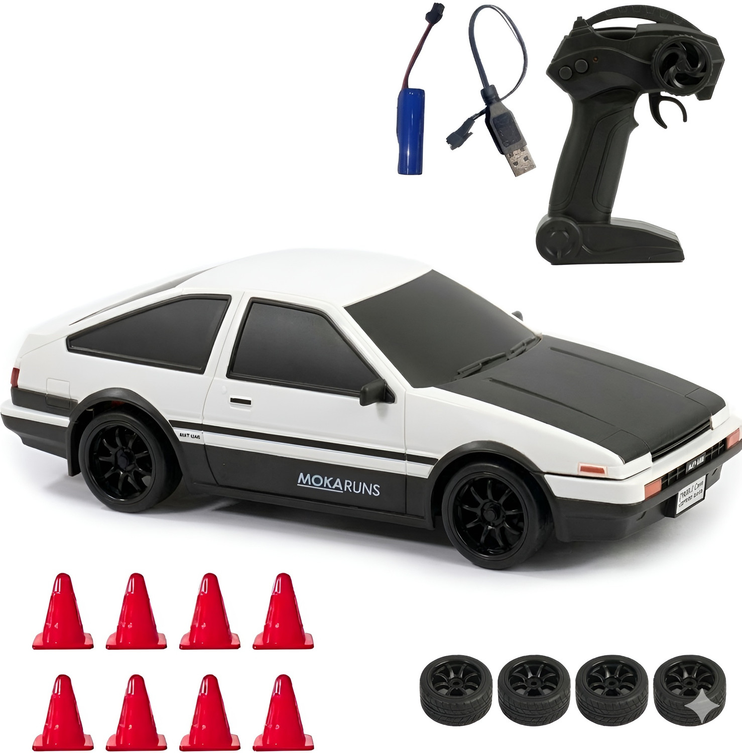 Image of Flytek Drift rc car 4x4 rc drift car for kids remote control car 4x4 with 4 Tyre, Cones