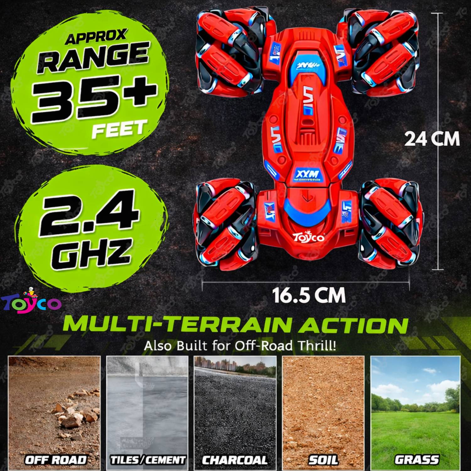 Toyco 2.4GHz 4WD Off-Road Drift Stunt Remote Car - Image 3
