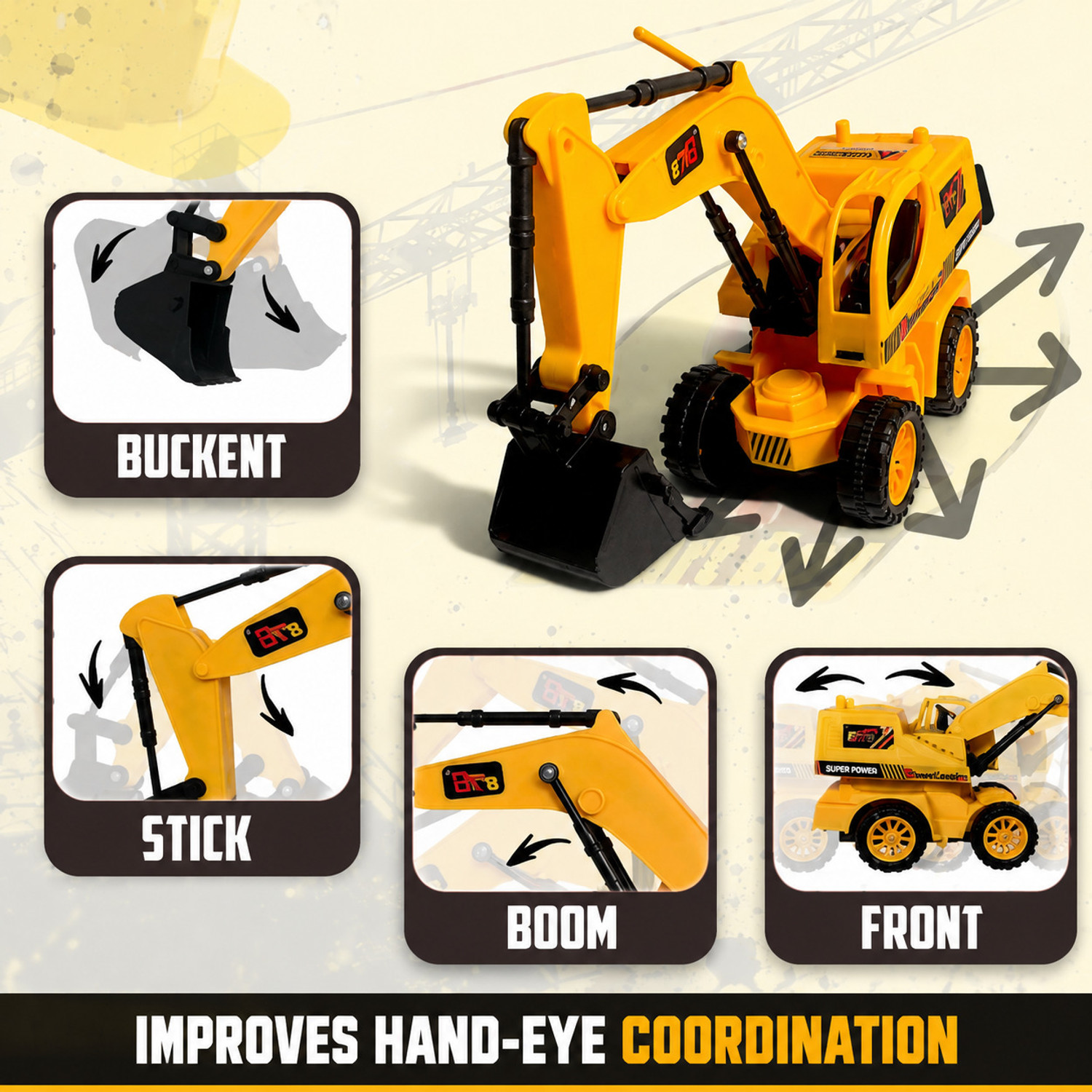 Image of APJ enterprise Remote Control RC Car JCB Toy with Working Bucket, Rechargeable Toy for Kids