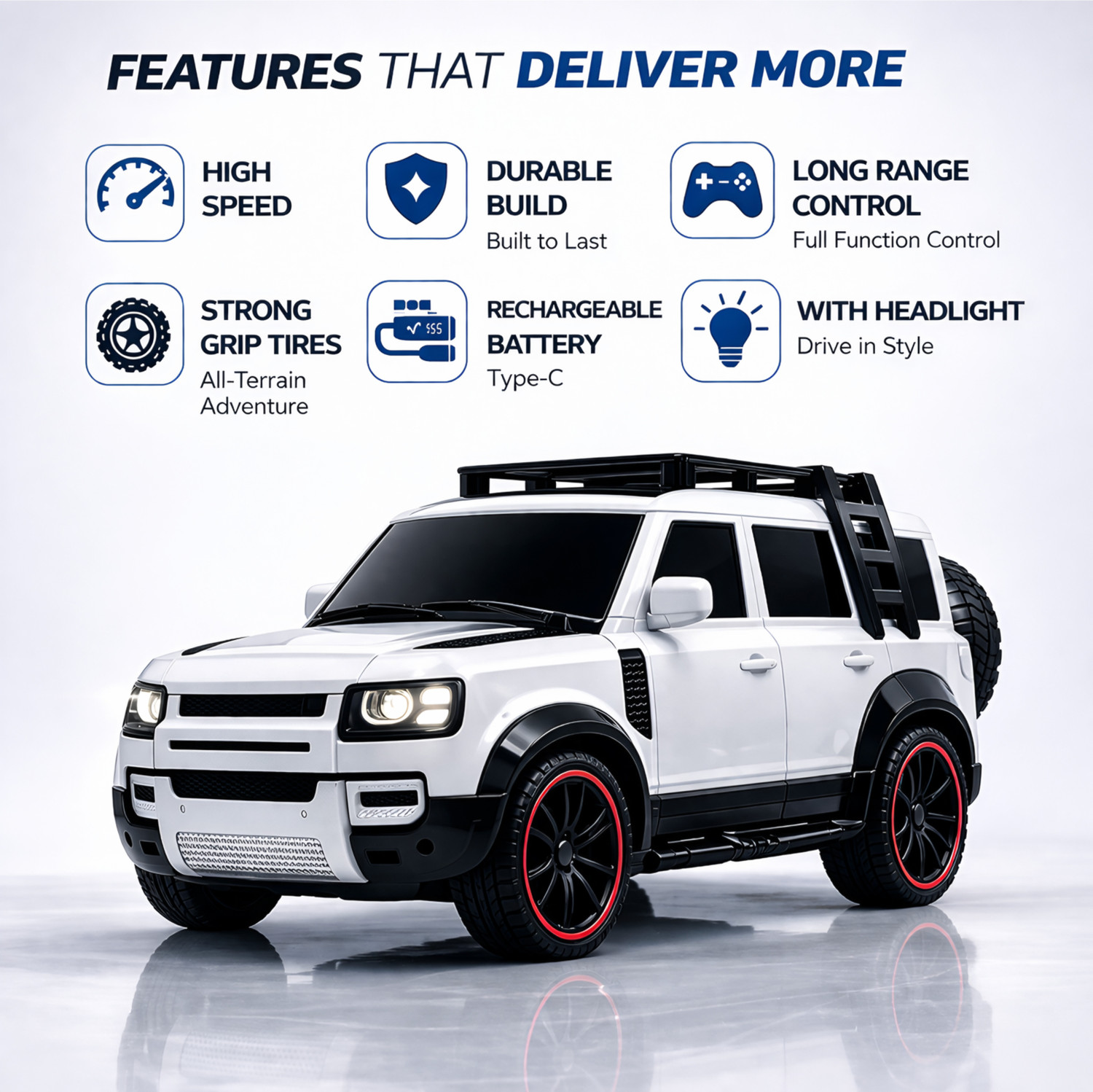 Image of joymax RC Defender Off Road Rechargeable Remote Control Car for Kids |LED Light, Sound