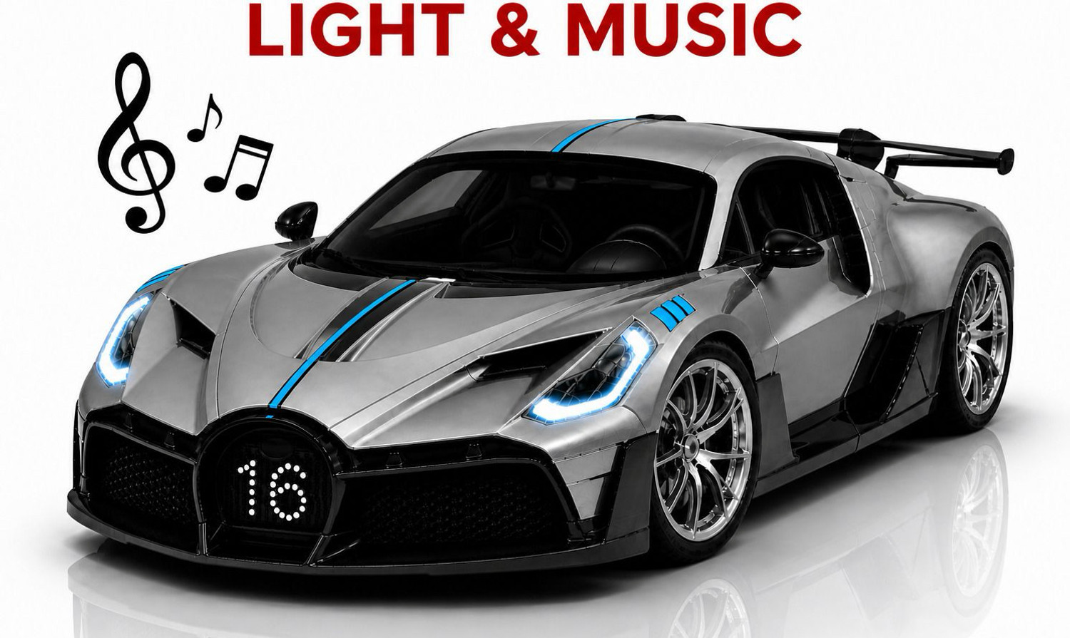 Image of crezor toys Scale 1:36 Bugatti Metal Toy Car with Light & Sound Pull Back Model Scale (Random Color)