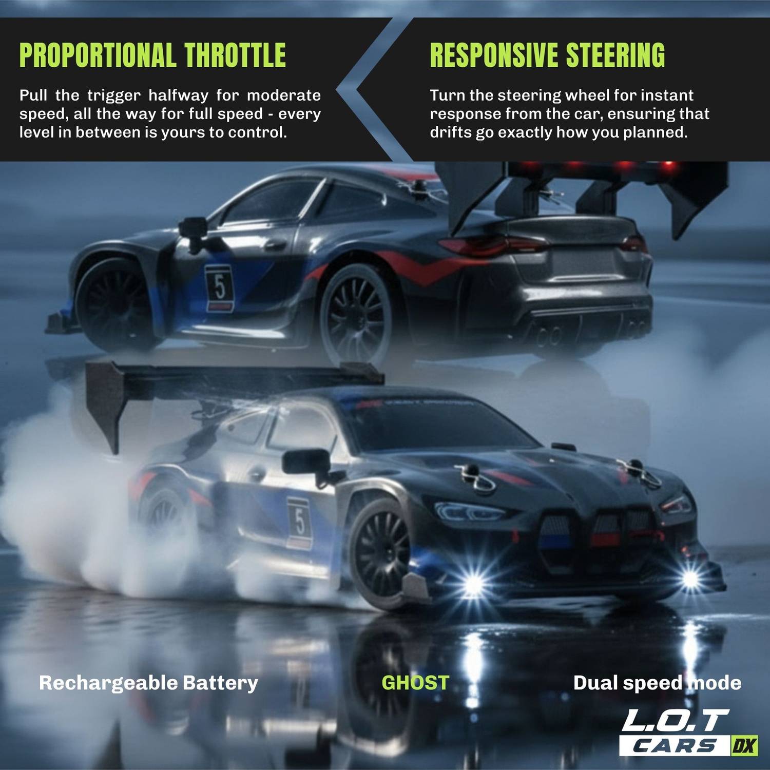 L.O.T Ghost 20Kmph 2.4Ghz RC Drifting Car 4x4 - Image 5