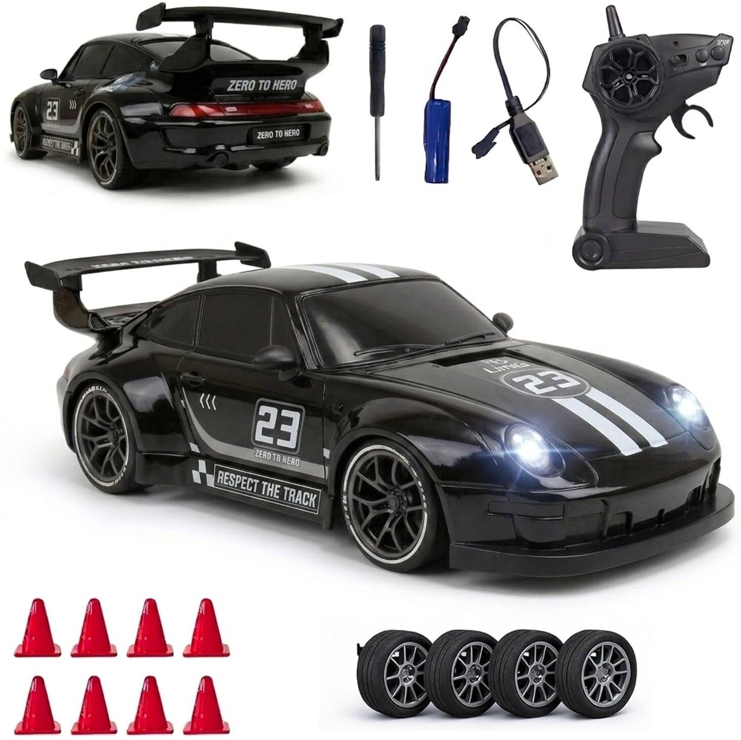 TinyGiggle Porsche RC Drift Car 1:24 Scale 4WD - Image 1