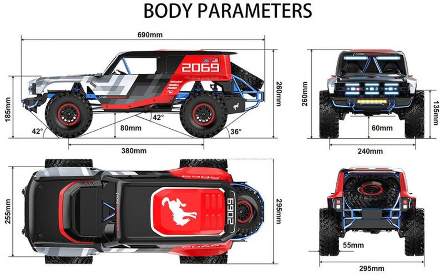 MJX H8P 1/8 Bronco 4WD RC Crawler - Image 2
