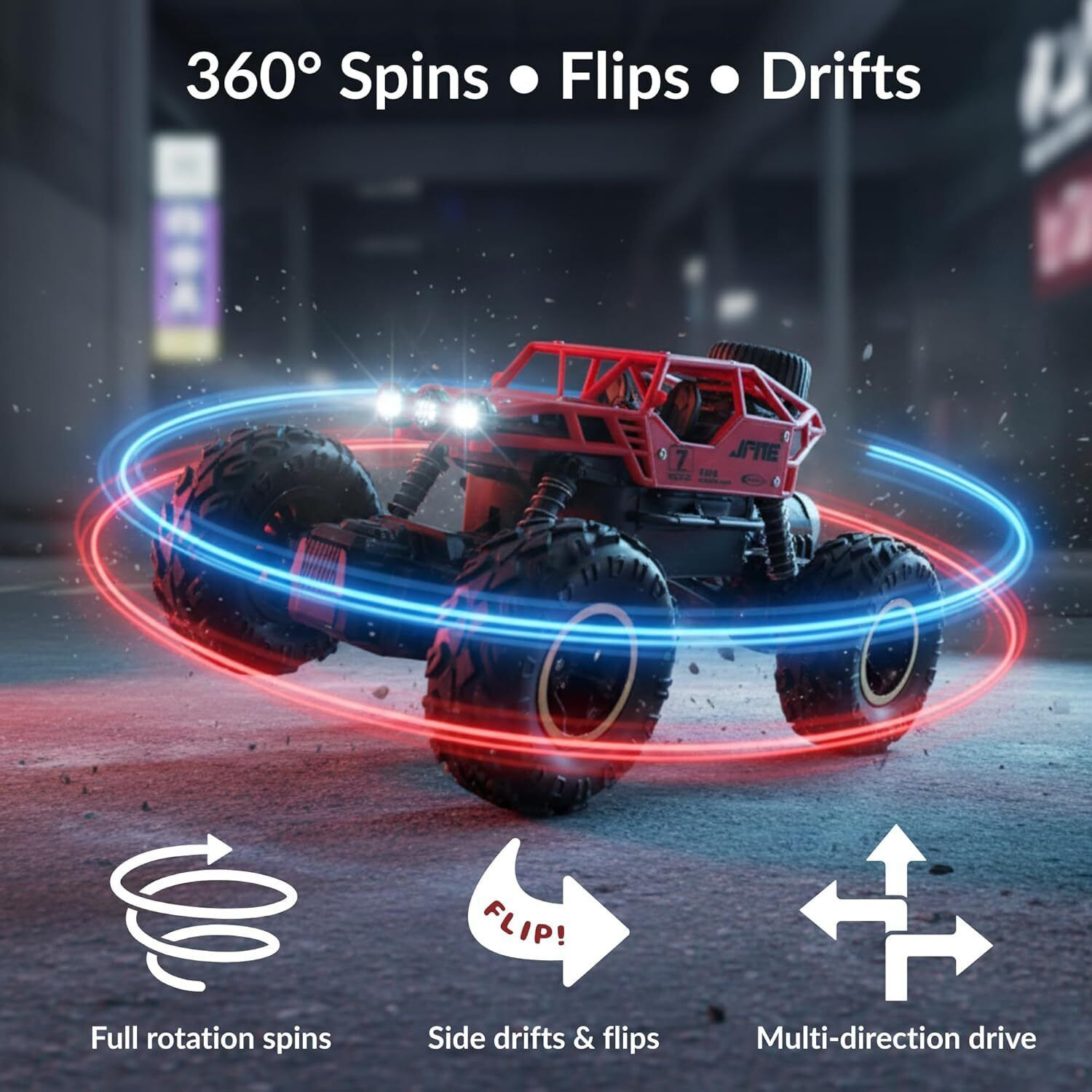 Image of LILPLAY Monster Truck, Rechargeable Remote Control Car for Kids, RC Car with Smoke