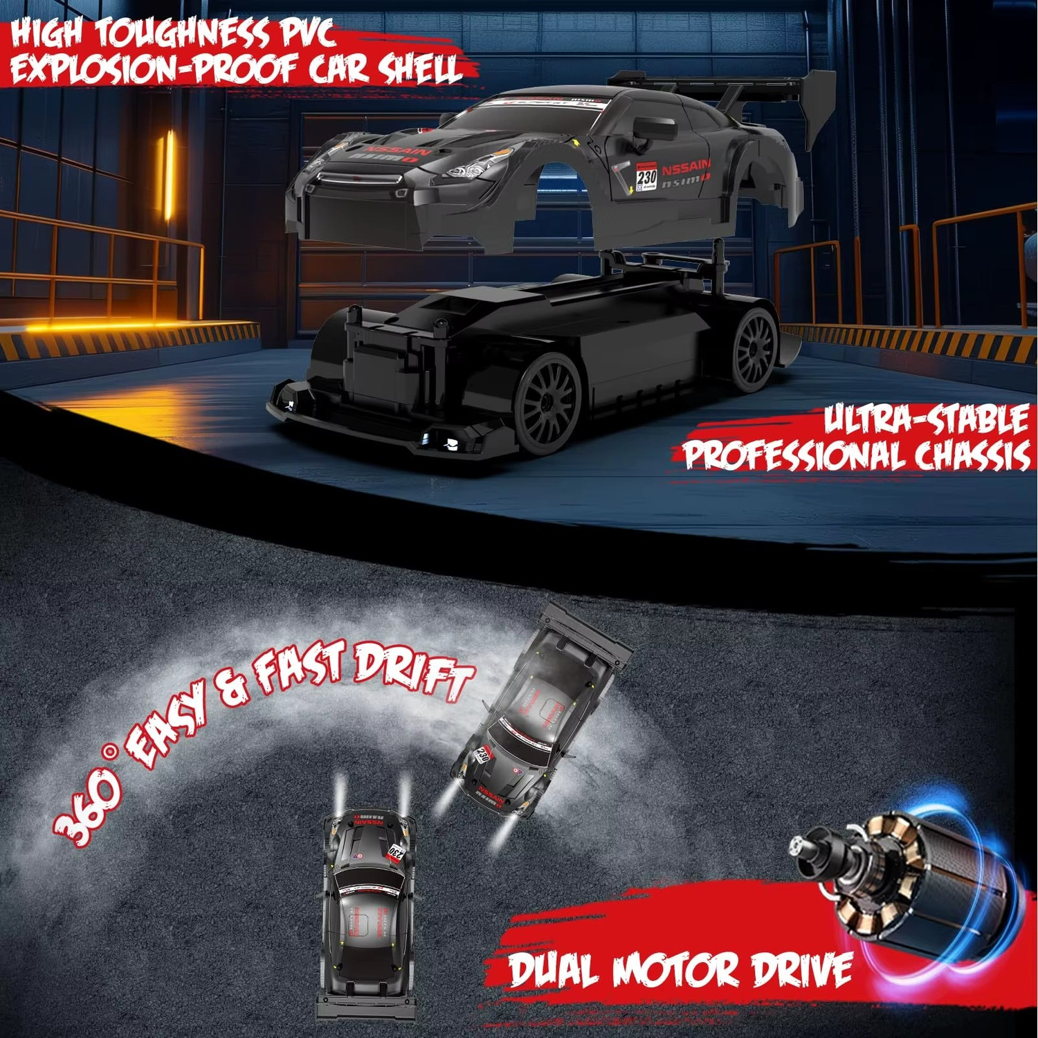 Image of DWH RC Drift Car High Speed Car for Adults 4X4 Remote control car for Kids with Tyre
