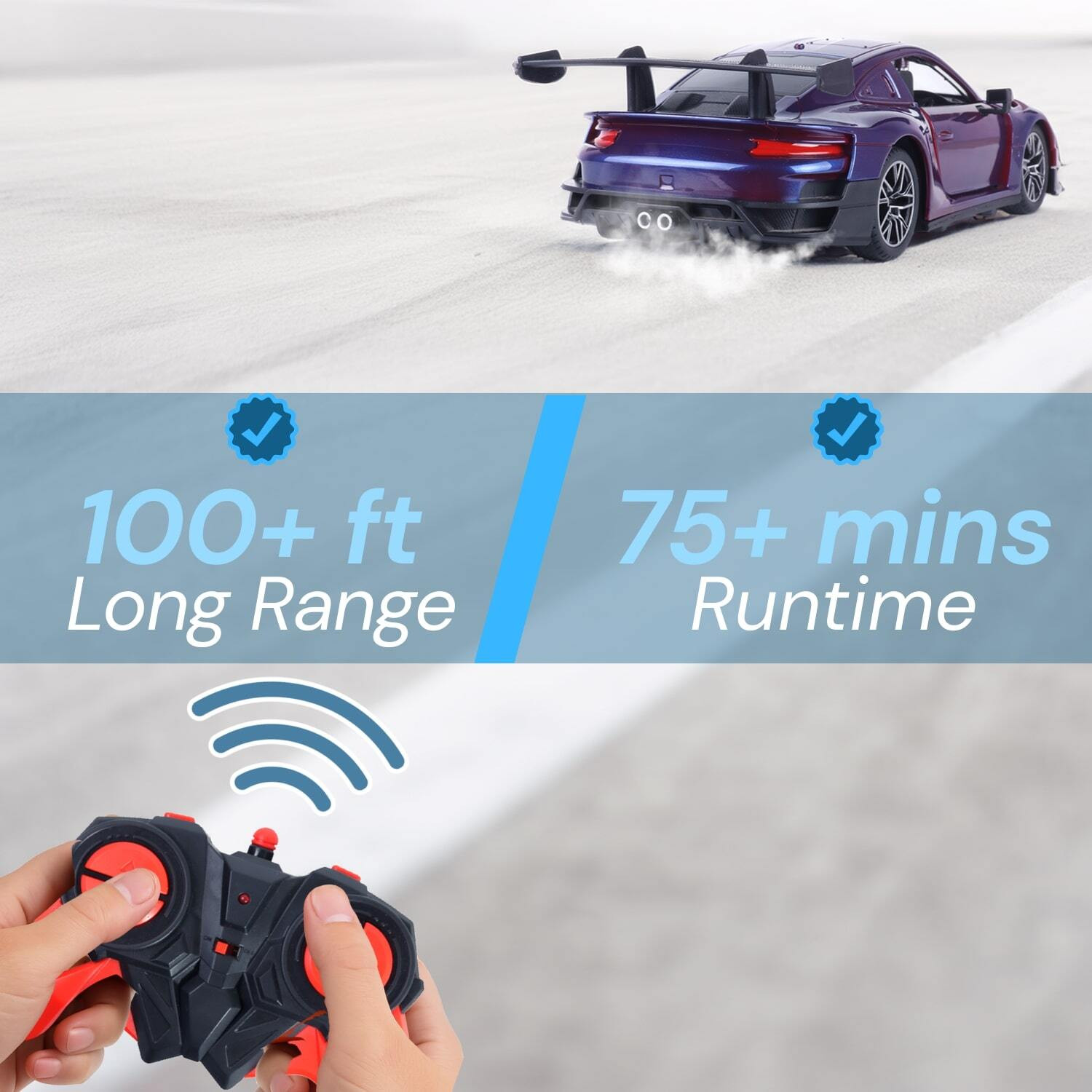 Image of frendo Door Opening Rechargeable RC Car 2.4G Remote (100+ ft) Por Blue