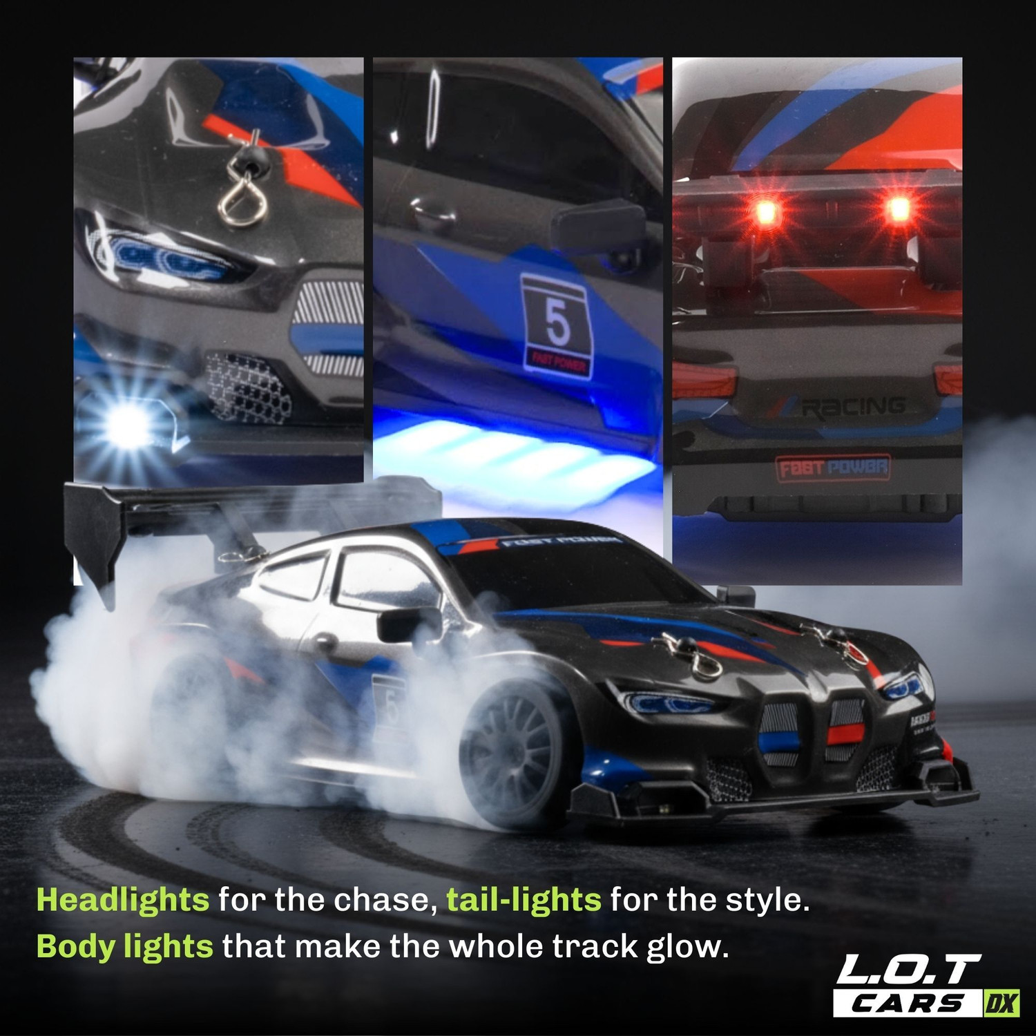 Image of L.O.T CARS Ghost Remote Control Car, 20Kmph, 2.4Ghz, Rc Drifting Car 4x4, Multi LED Lights