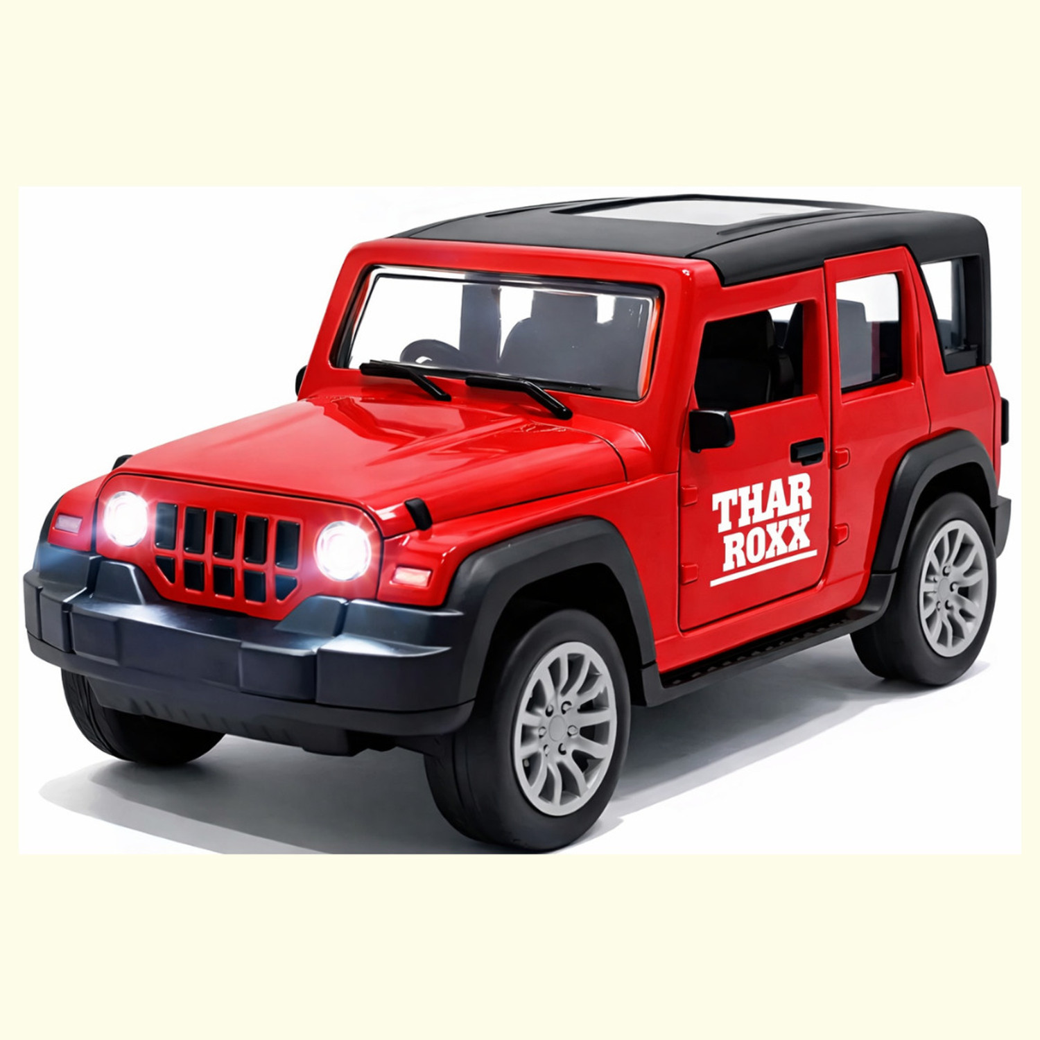 Image of Dillimart Thar Roxx Alloy Die-Cast SUV Toy Car with Light & Sound, Openable Doors (Red)