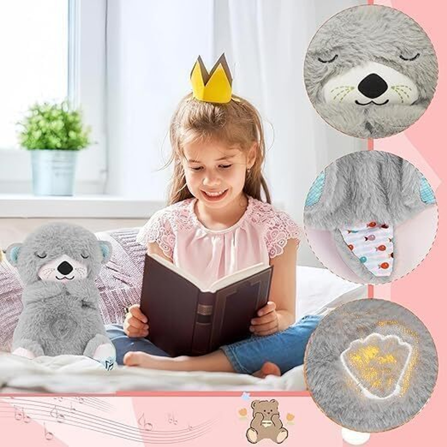 Image of Wengonvila Glowing Music Otter Education of Sound and Light Soothing Sound Sleep Otter Baby
