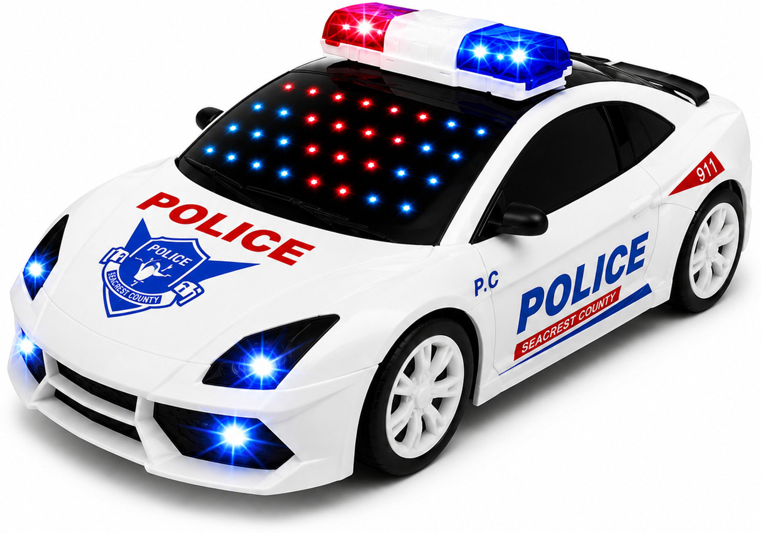 Image of VIYU NATURALS Police Car Toy with Light Sound Siren Bump & Go Battery Operated (Multicolor, Pack of: 1)
