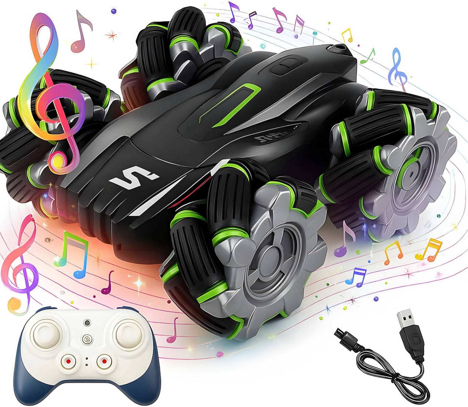 Image of joymax High Speed 4WD 360 Drift Stunt Car Remote Control Toy with LED Lights & Sound
