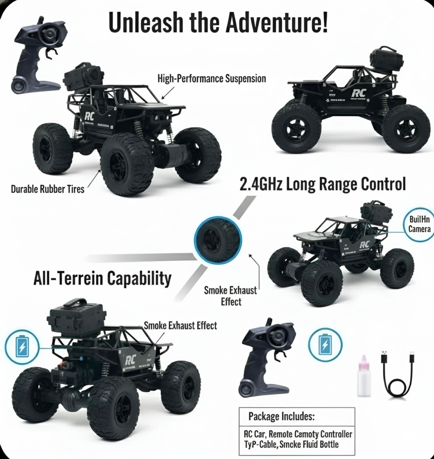 Image of joymax RC Rock Crawler Car for Kids - 4WD Remote Control Off-Road Rock Car (Big Wheels)