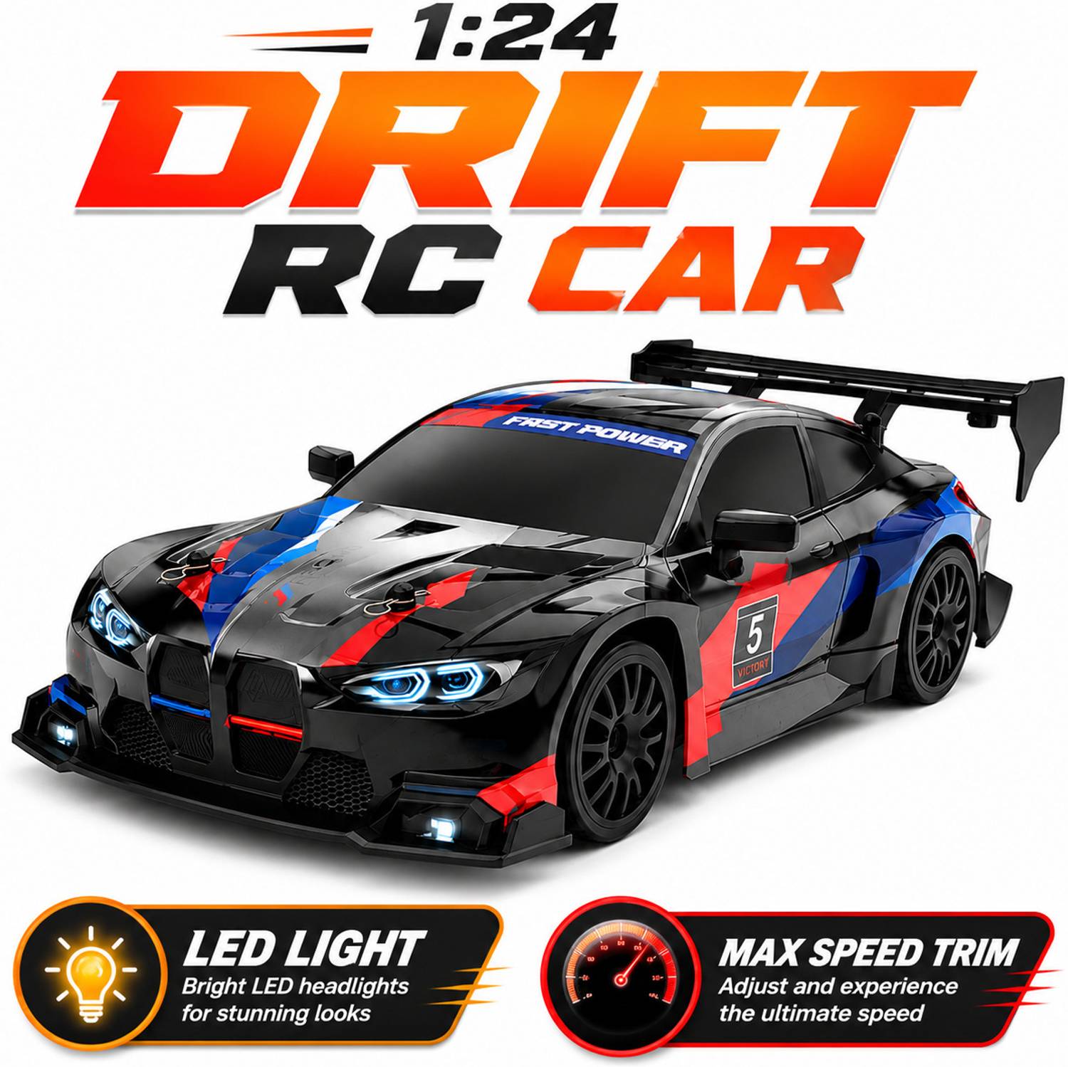 MEMOBEES 1:24 Scale High Speed RC Drift Racing Car - Image 5