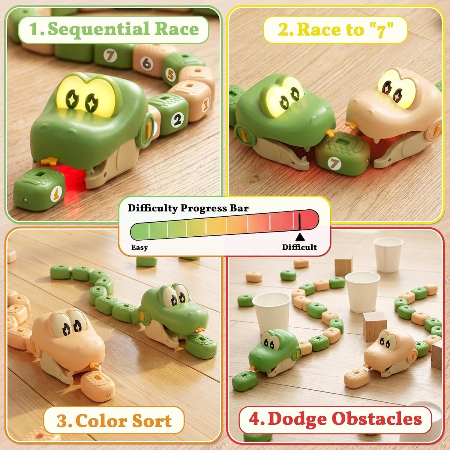 Image of OPINA Magnetic Hungry Snake RC Remote Control Game with Building Blocks (Multicolor)