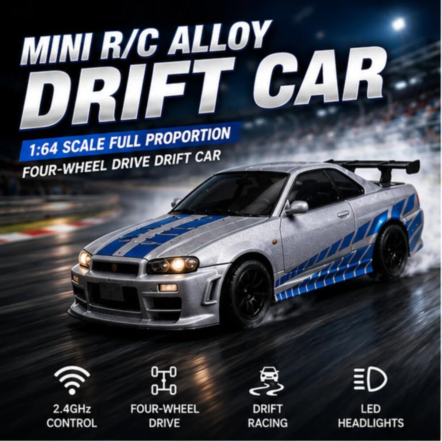 Image of ZHASK All New BMVV M4 Mini R /C Alloy Drift Car 1:64 Scale - 2.4GHz RC Racing Car