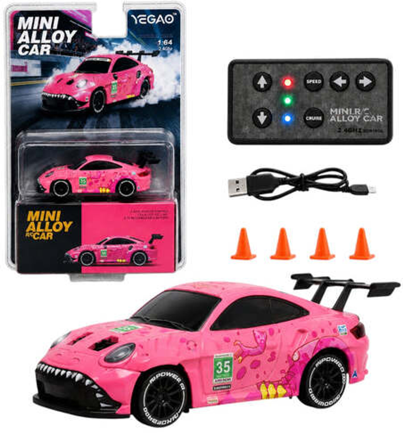 Image of ZHASK New Rare 1:64 Scale Pink Poarsche Alloy Mini R /C Racing Car [ Limited Edition] (Pink)