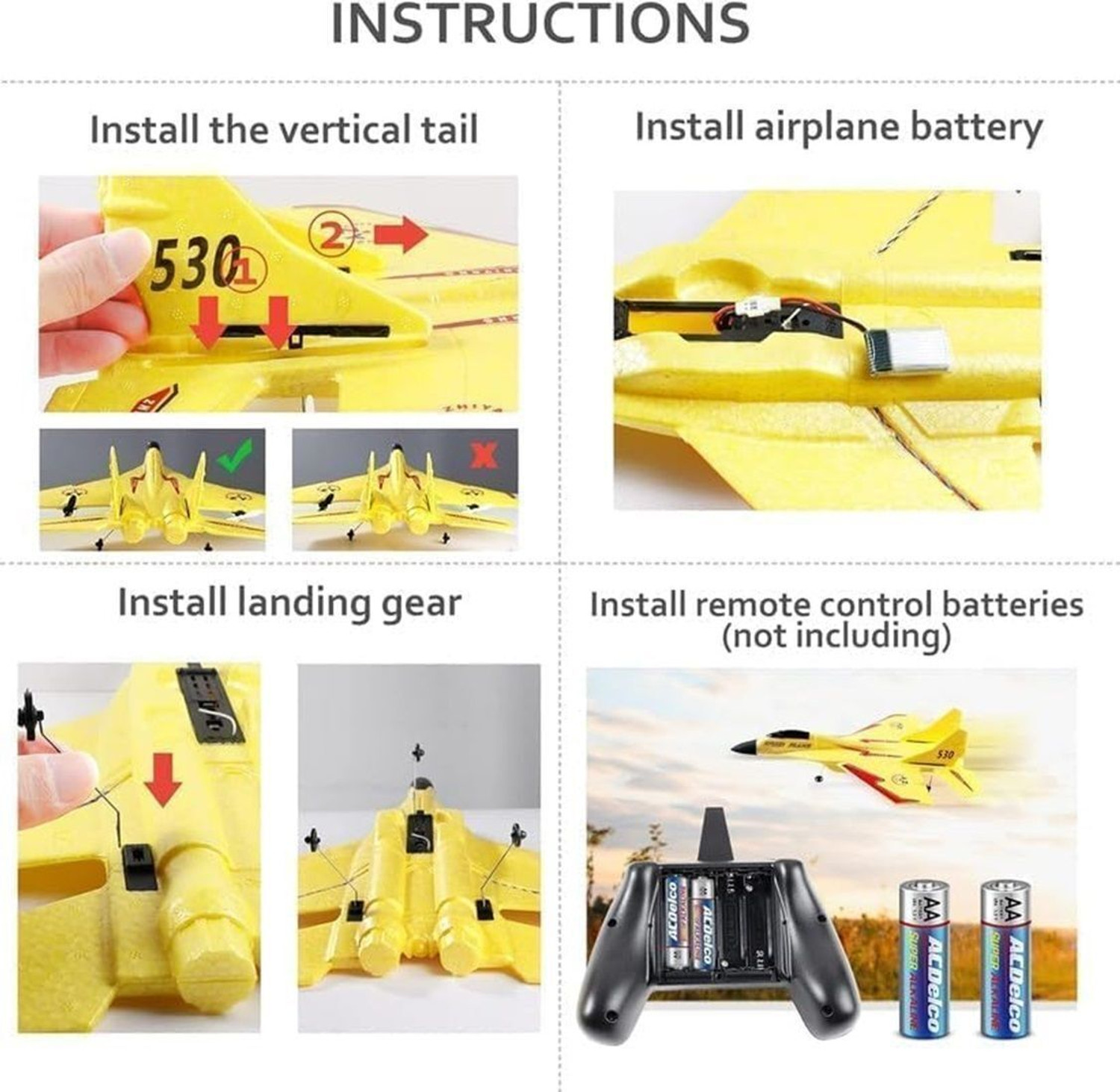 Image of PAPASpace Remote Control Airplane Fighter Jet with LED Lights Stunt Toy for Kids