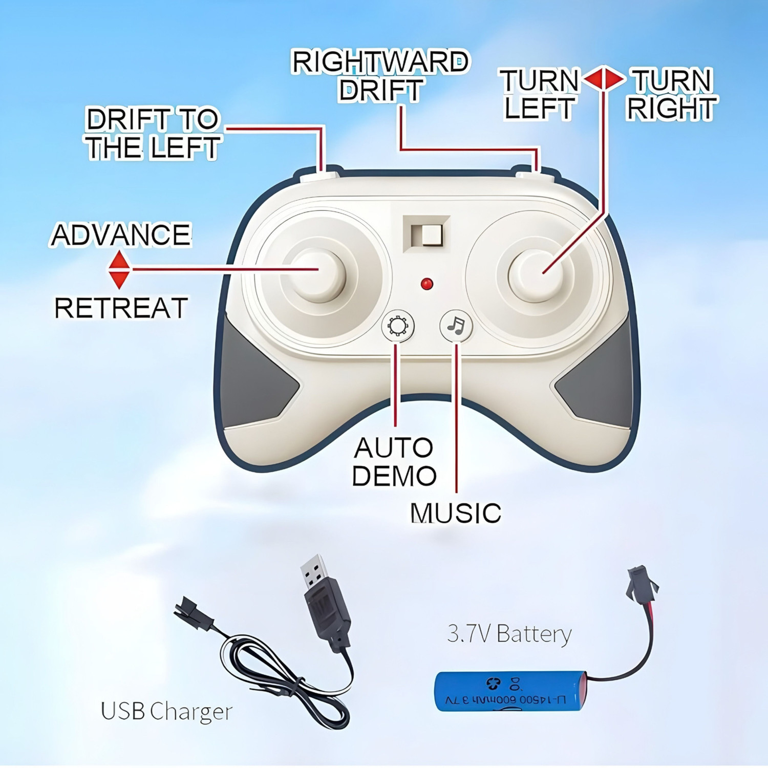 Image of joymax High Speed 4WD 360 Drift Stunt Car Remote Control Toy with LED Lights & Sound