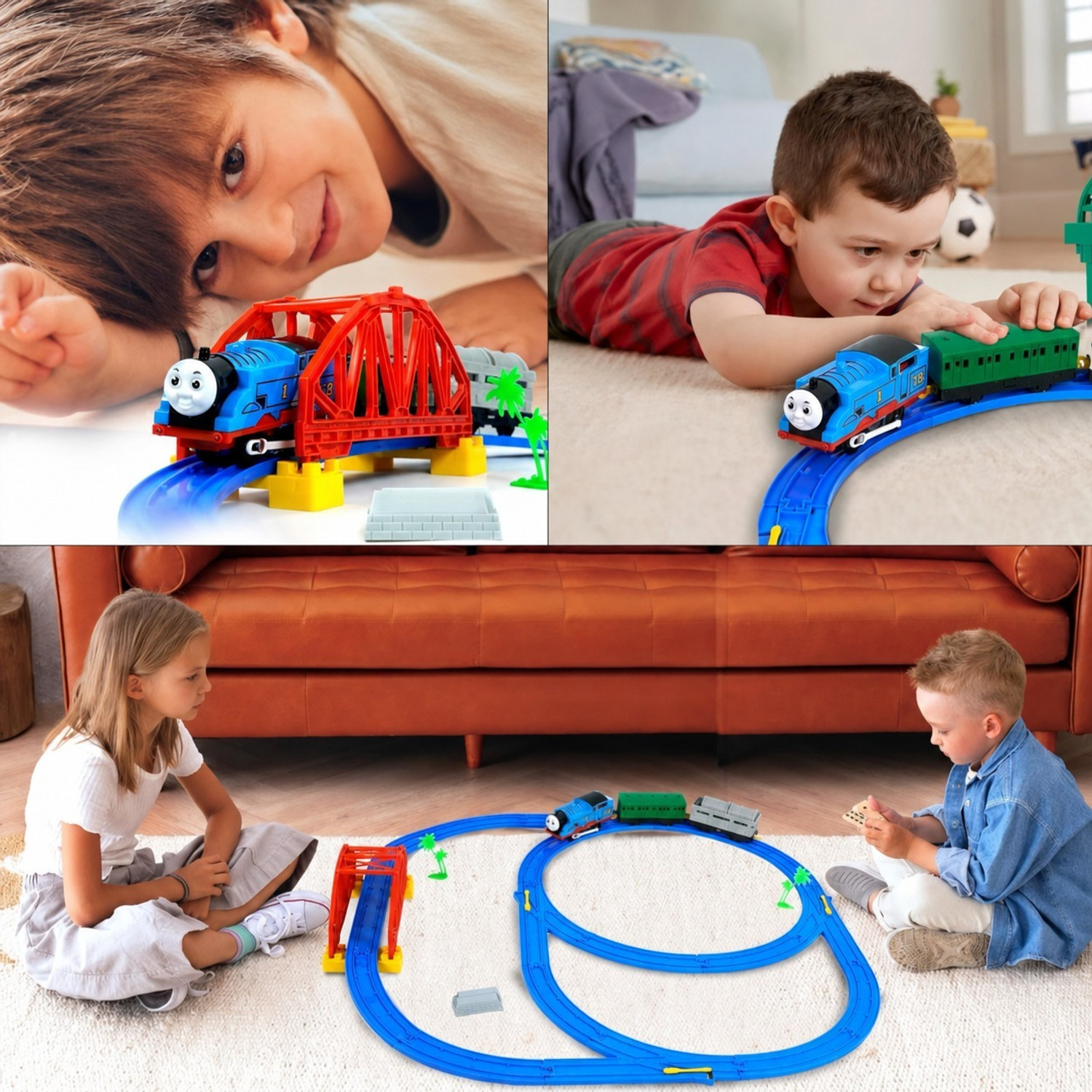 Image of Satyamwyn Thomas Kids Train Toy Battery Operated Train Set with Light & Sound Tracks