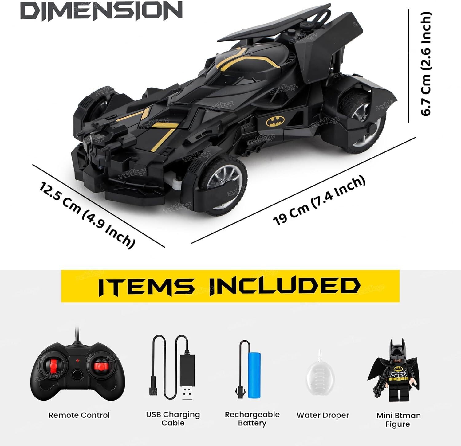 Image of MY KAFERS Remote Control Vehicle for Kids,Rechargeable Battery,Water Spray & Action Figure