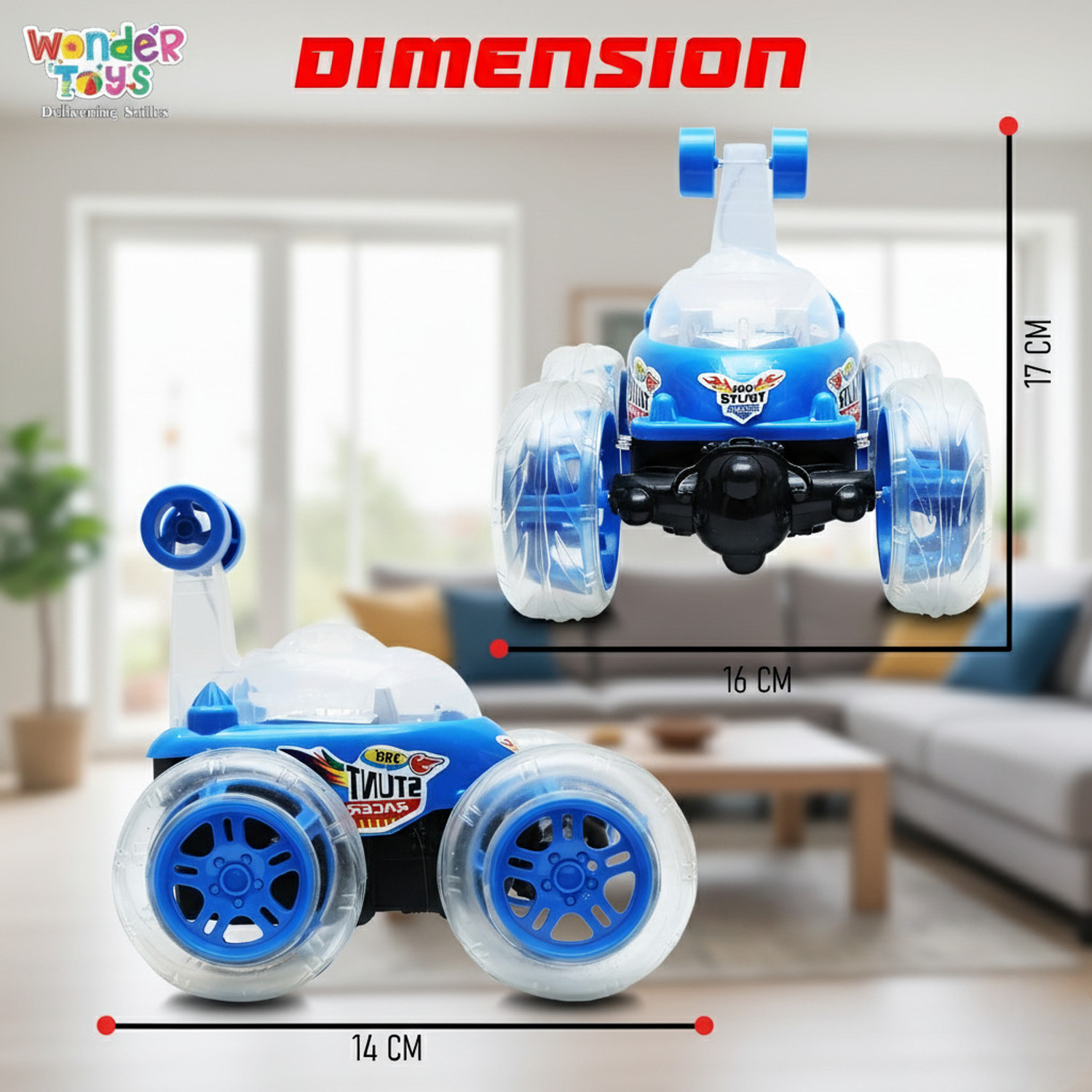 Image of Wonder 360 Spin & Stunt RC Racer-LED Light-Up Remote-Control Car with Music & Flip Car