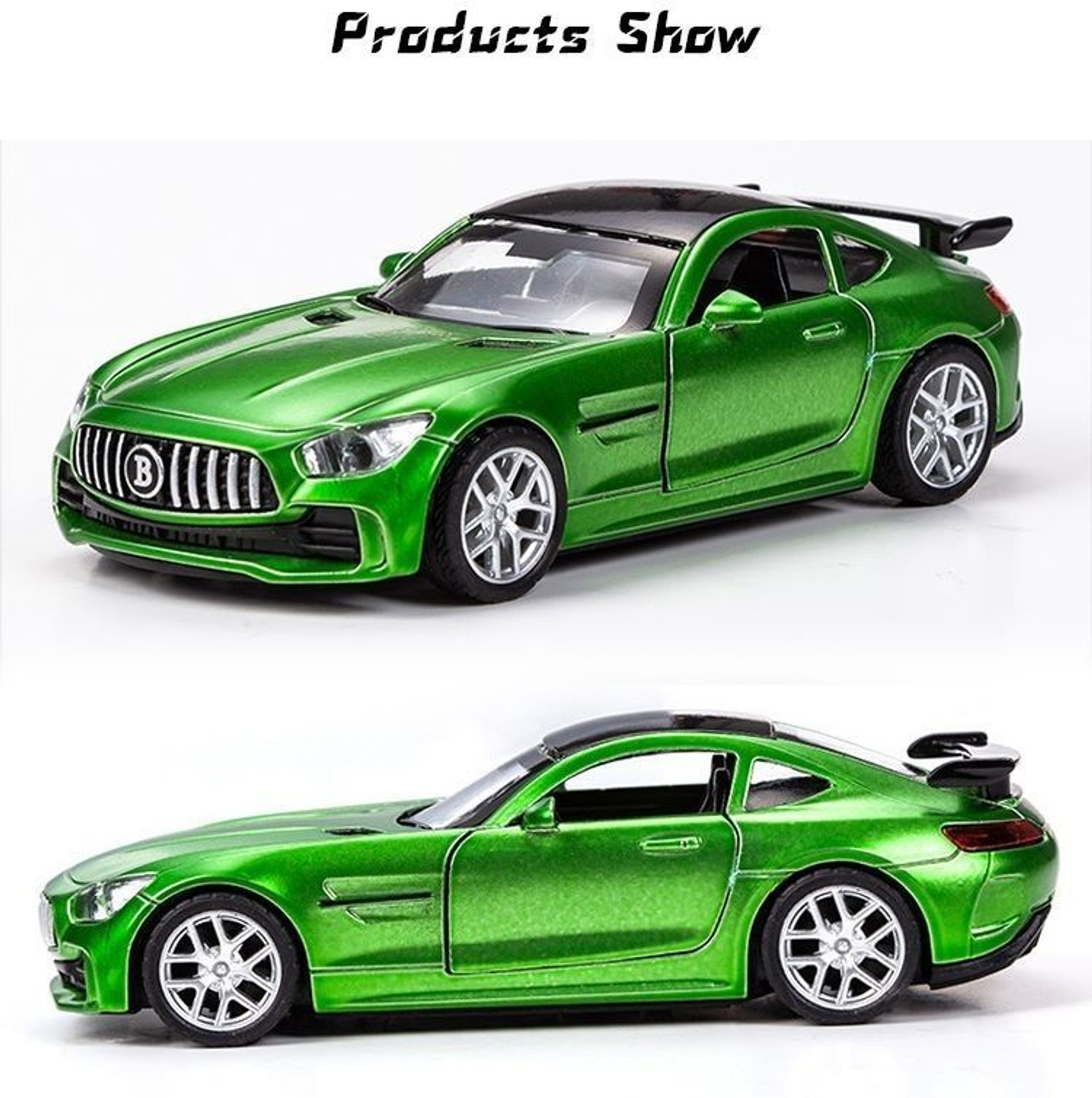 Image of RAMSHREE Premium 1:32 Green Metal Die-Cast Racing Car Toy with Openable Doors