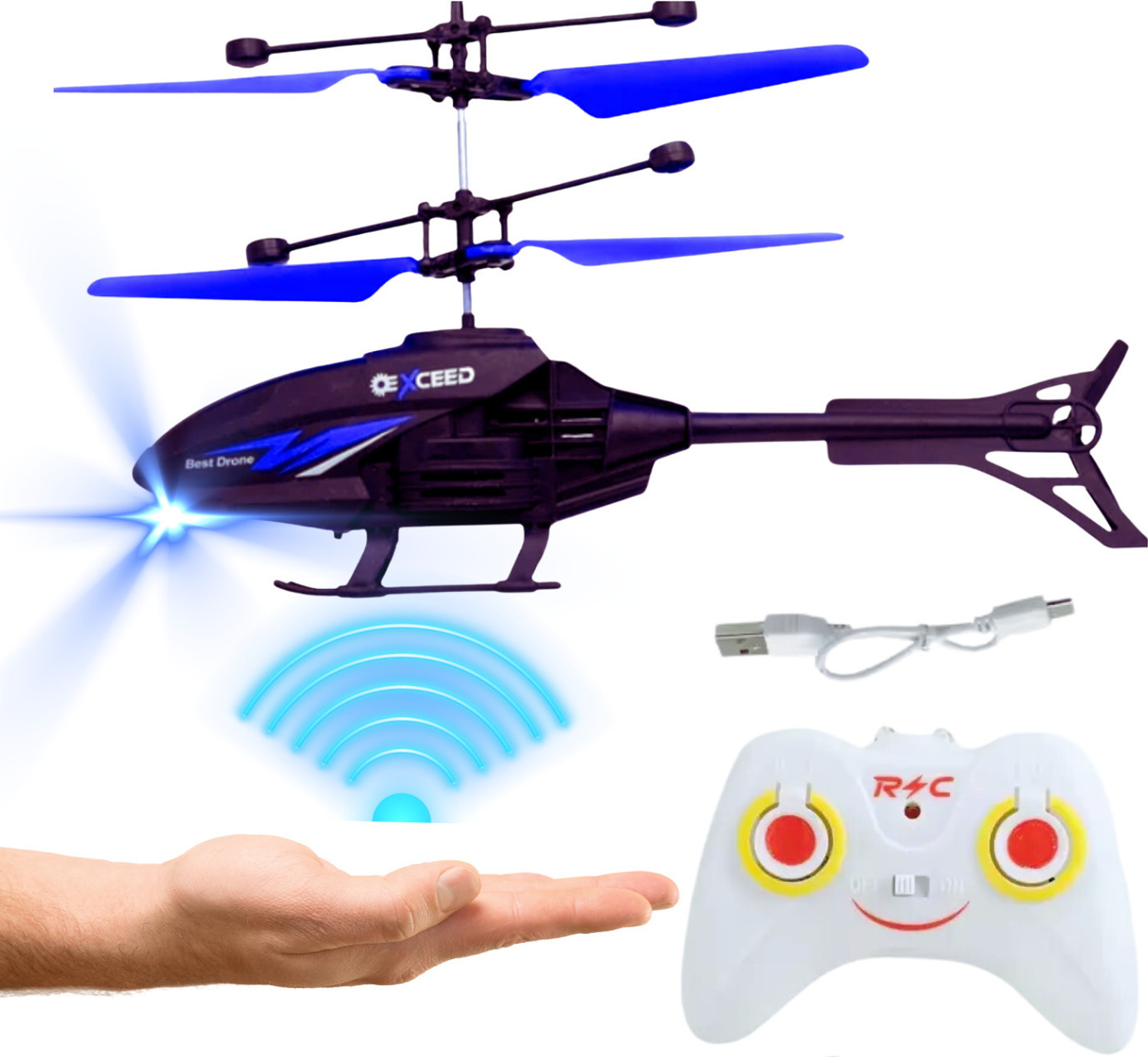 Image of DREAMY DEN Gravity sensor RC Helicopter with Safety Sensor and 3D Light - Pack of 1