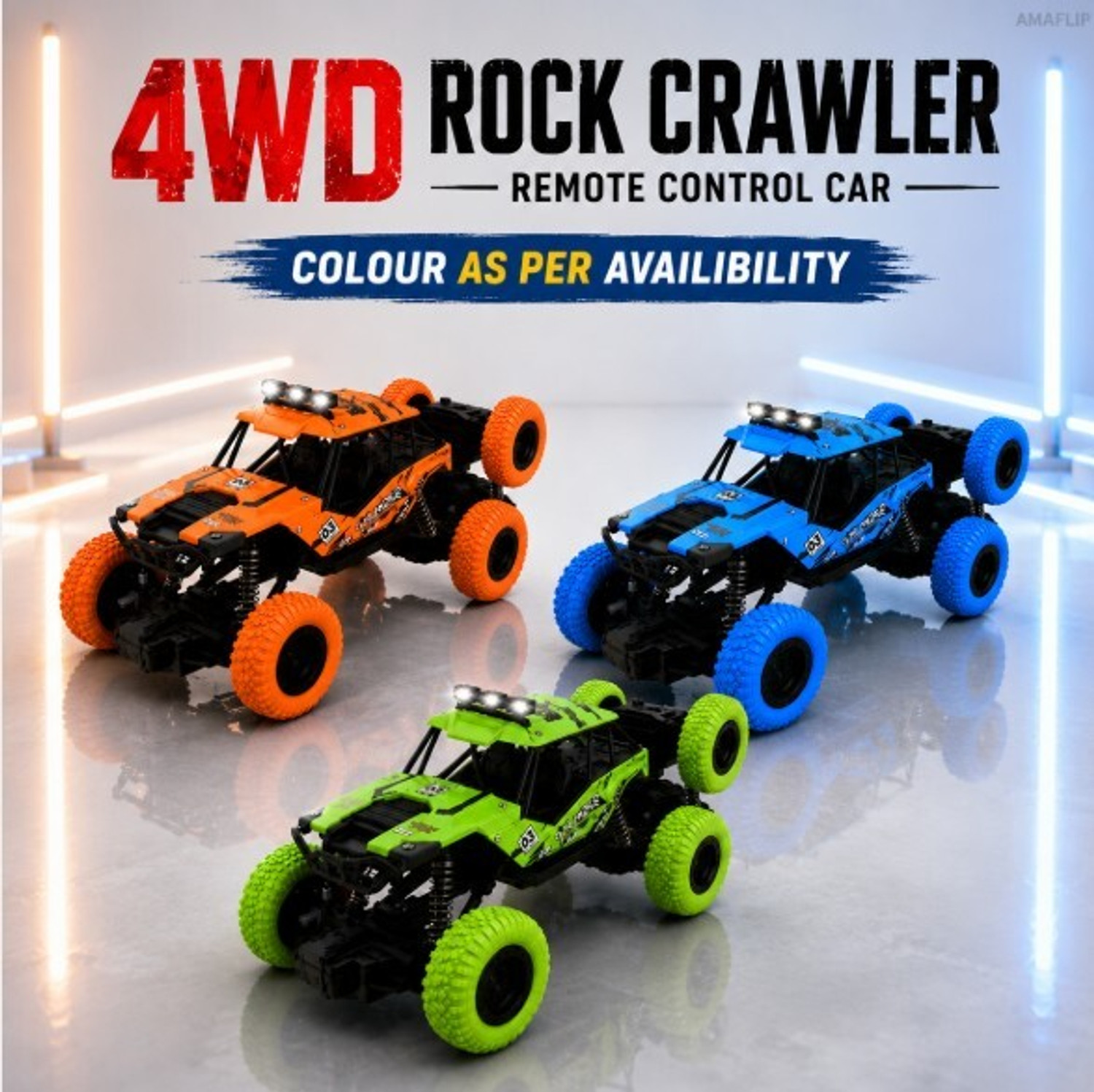 Image of Pepstter 6x6 Off Road RC Rock Crawler Car with Remote, Rechargeable Battery, Big Wheel