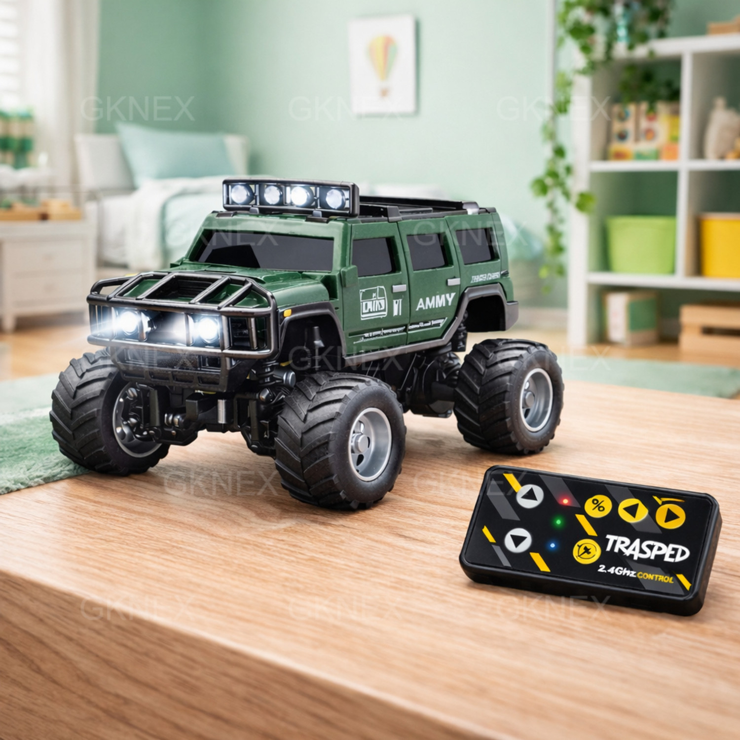 Image of GKNEX 1:64 Scale RC Hummer Style Truck Toy Big Wheel Remote Control car Kids