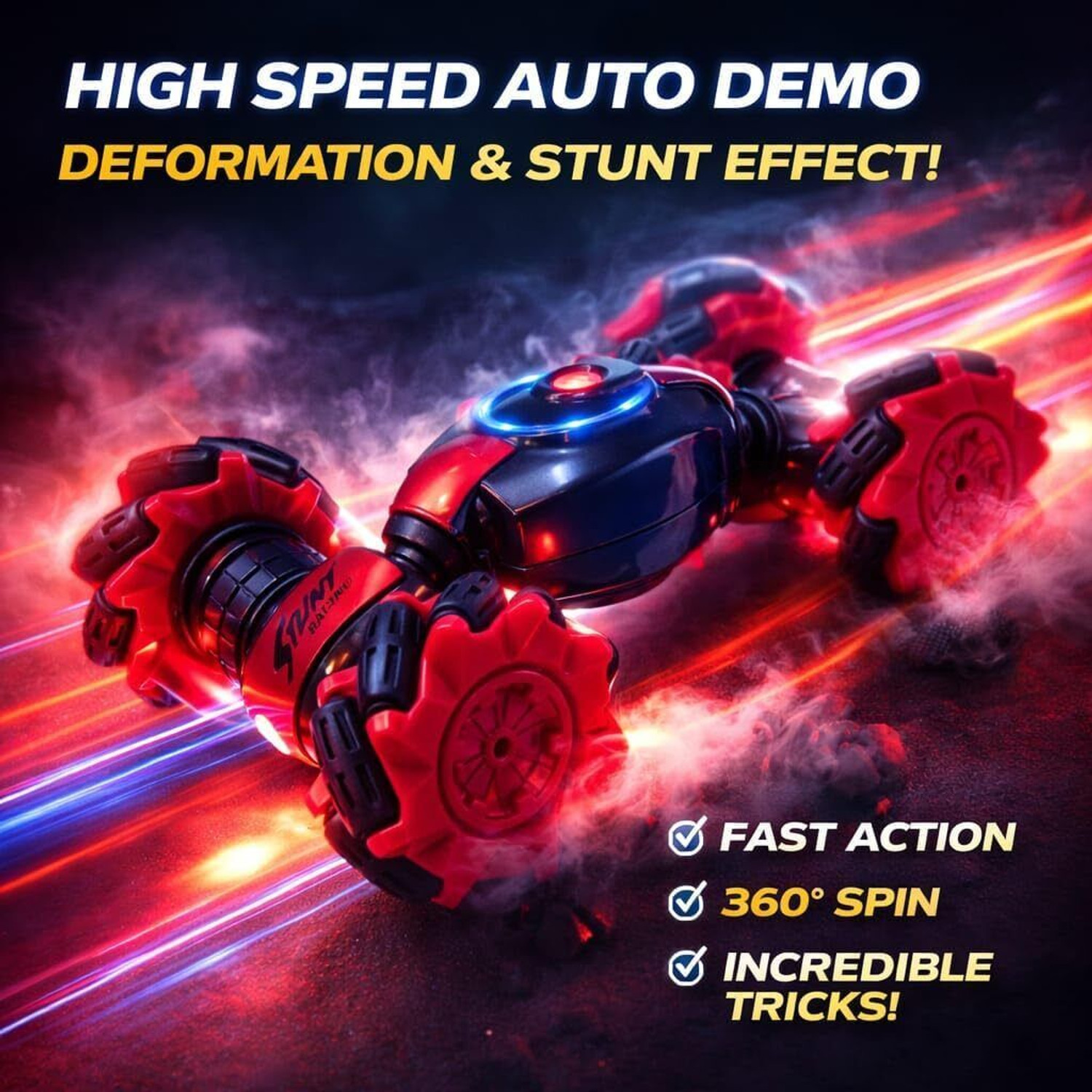 Image of Liztora High Speed Twist Hand Control RC Car with Lights & Music Stunt Car